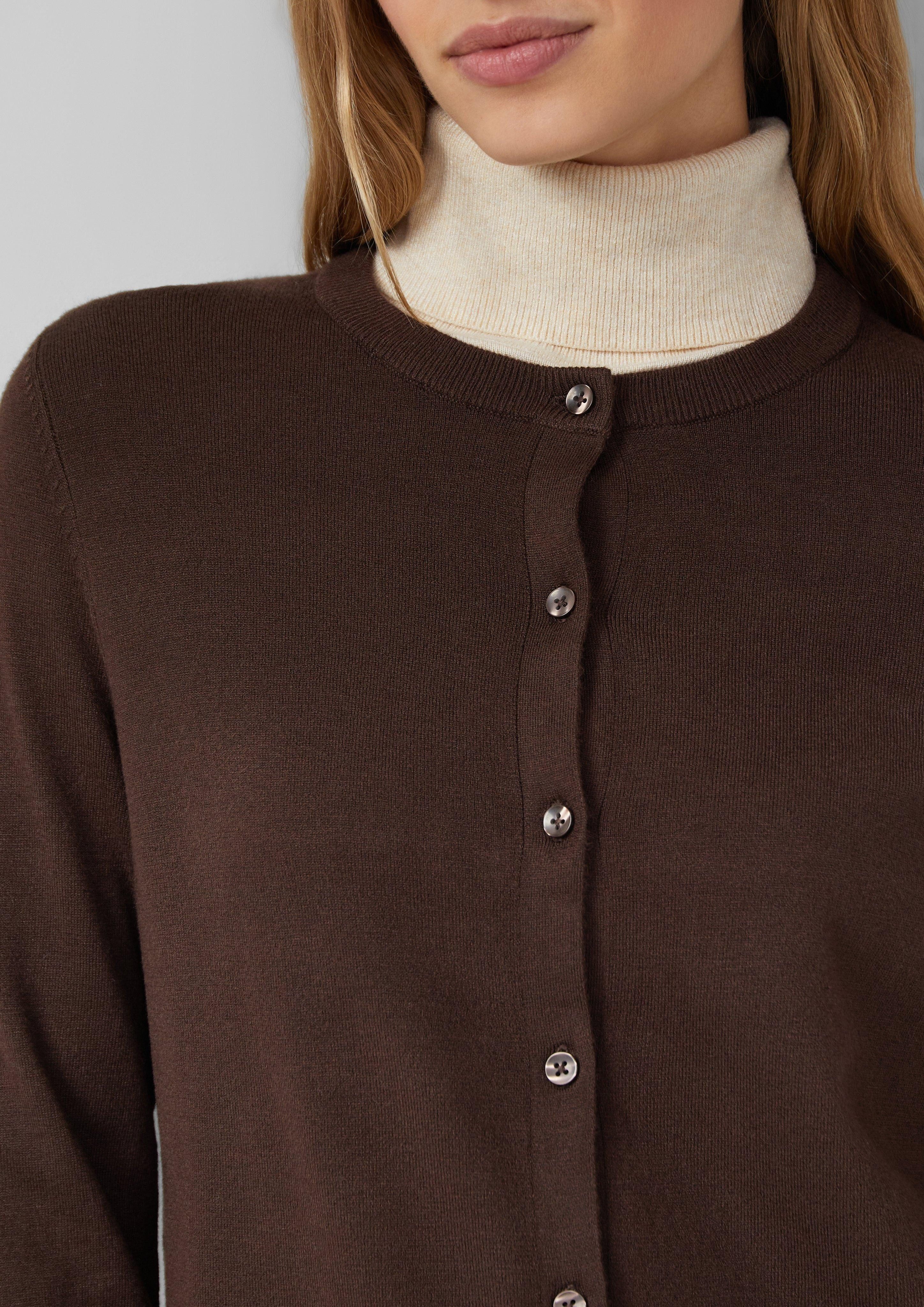 s.Oliver Strickjacke Feinstrick-Cardigan mit Rippbündchen günstig online kaufen