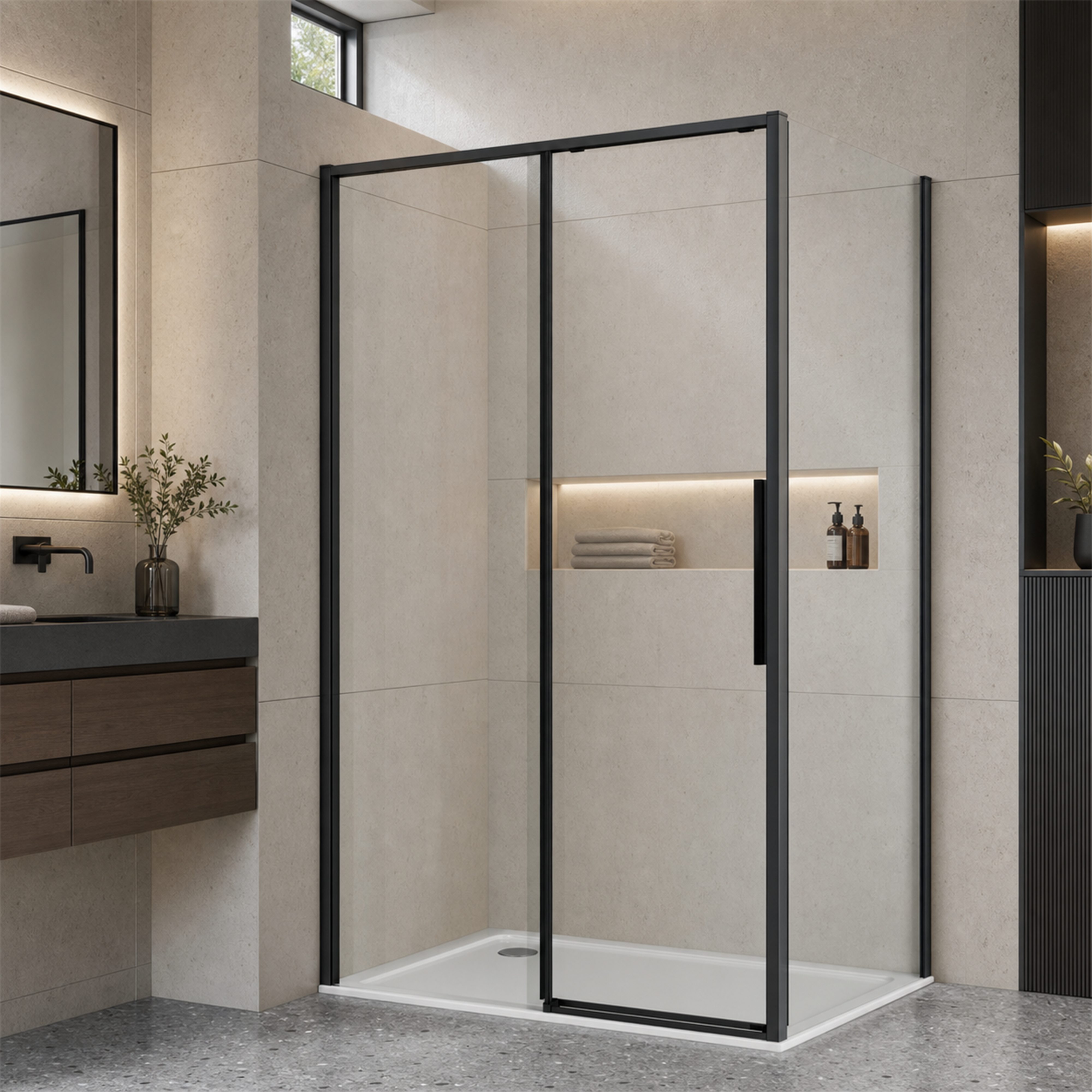 OTTO home Eckdusche Pienza, BxT: 120x90 cm, Einscheibensicherheitsglas, Rechteck Dusche (120x90), Schiebetür mit Softclose