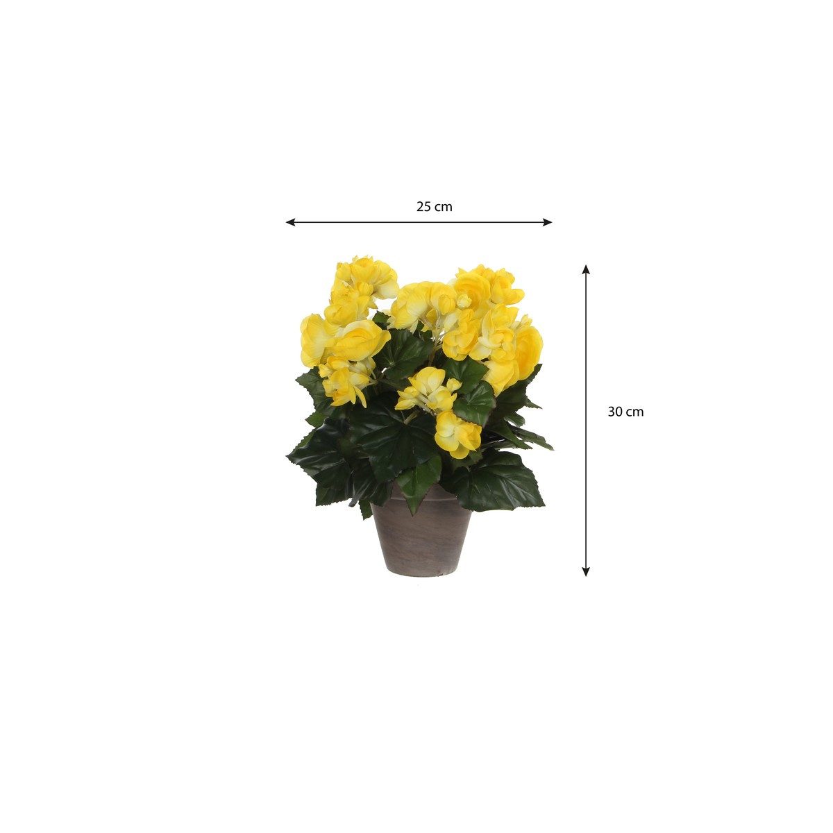 Kunstpflanze Mica Decorations Begonia gelb in Topf Stan grau d11,5cm - h30xd25cm, Mica Decorations, Höhe 30 cm
