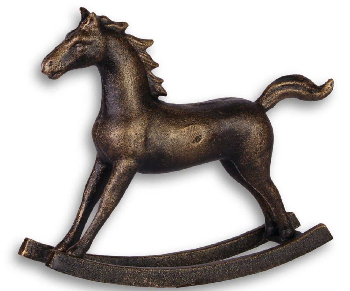 Casa Padrino Dekoobjekt Gusseisen Deko Schaukelpferd Antik Bronze 21 x 4,9 x H. 17,5 cm - Luxus Deko