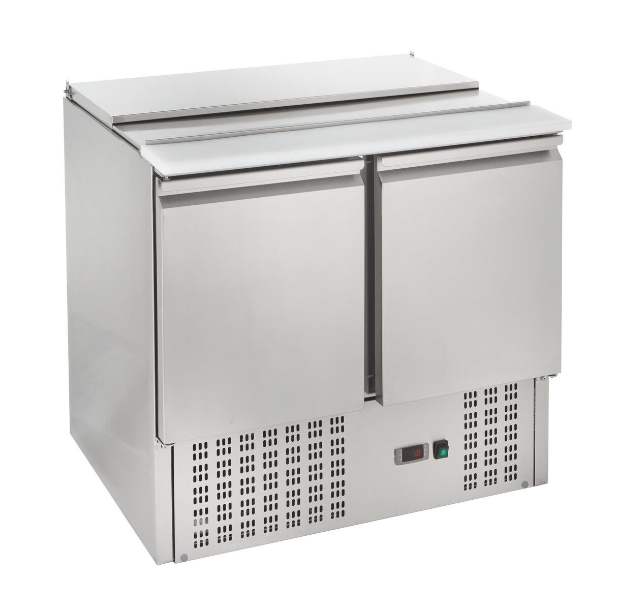 GastroHero Dönergrill Saladette 900 - Profi Gastronomie, 235 W, Fixierbarer Klappdeckel, Kunststoffschneidebrett, digitale Anzeige