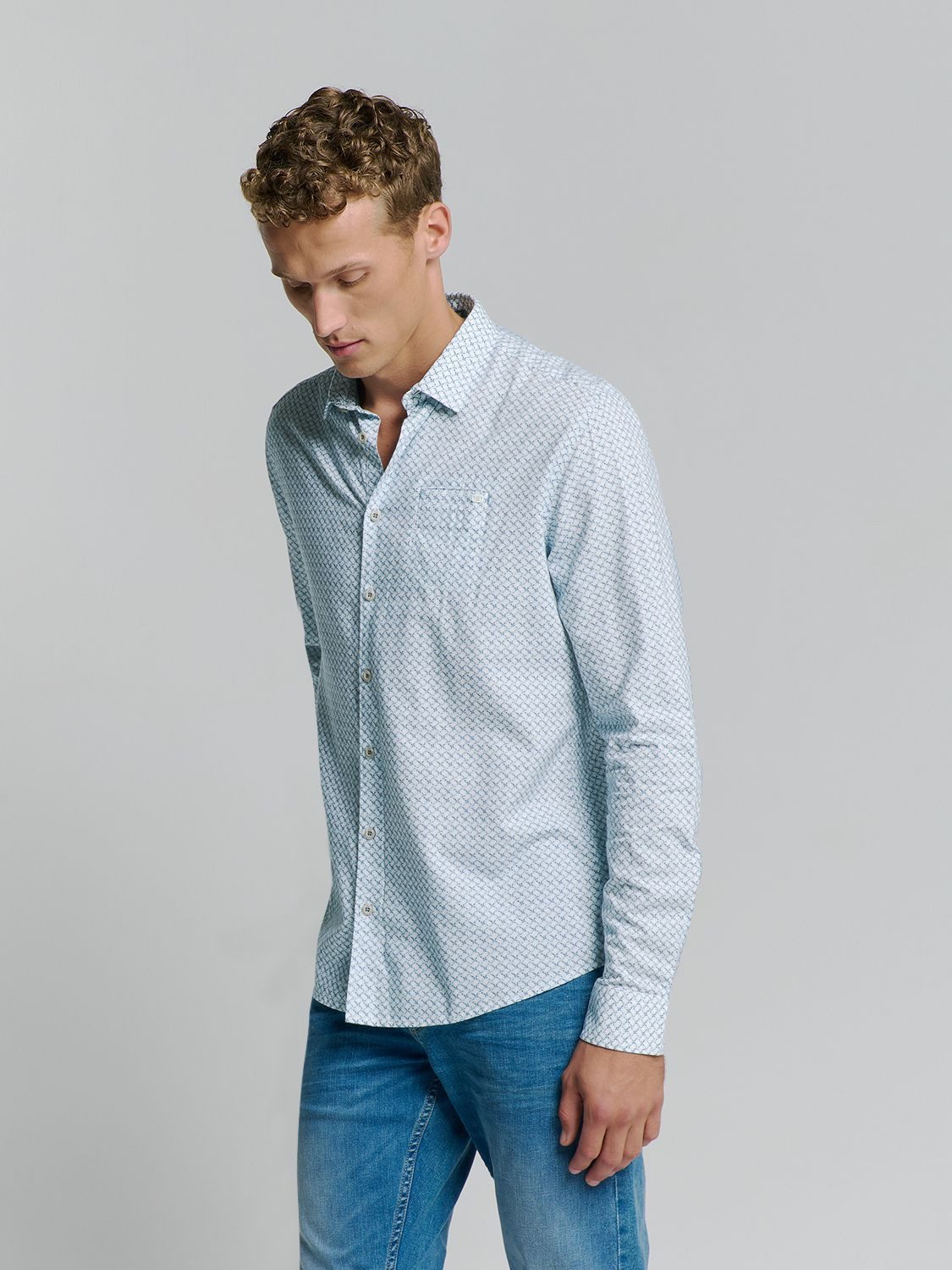 NO EXCESS Langarmhemd "No Excess Bedruckte hemd" günstig online kaufen