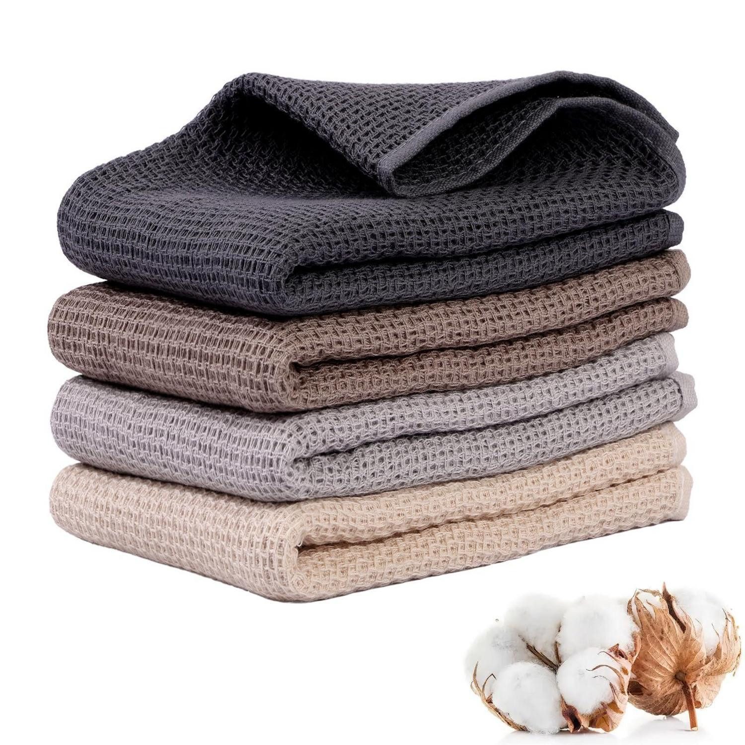 LuxusKollektion Spültuch Geschirrtücher Baumwolle 4er-Set 40x55cm Wabenstruktur