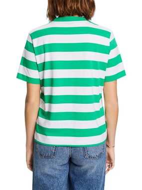 Esprit T-Shirt Streifen-T-Shirt aus Pima-Baumwolle mit Stickerei (1-tlg)