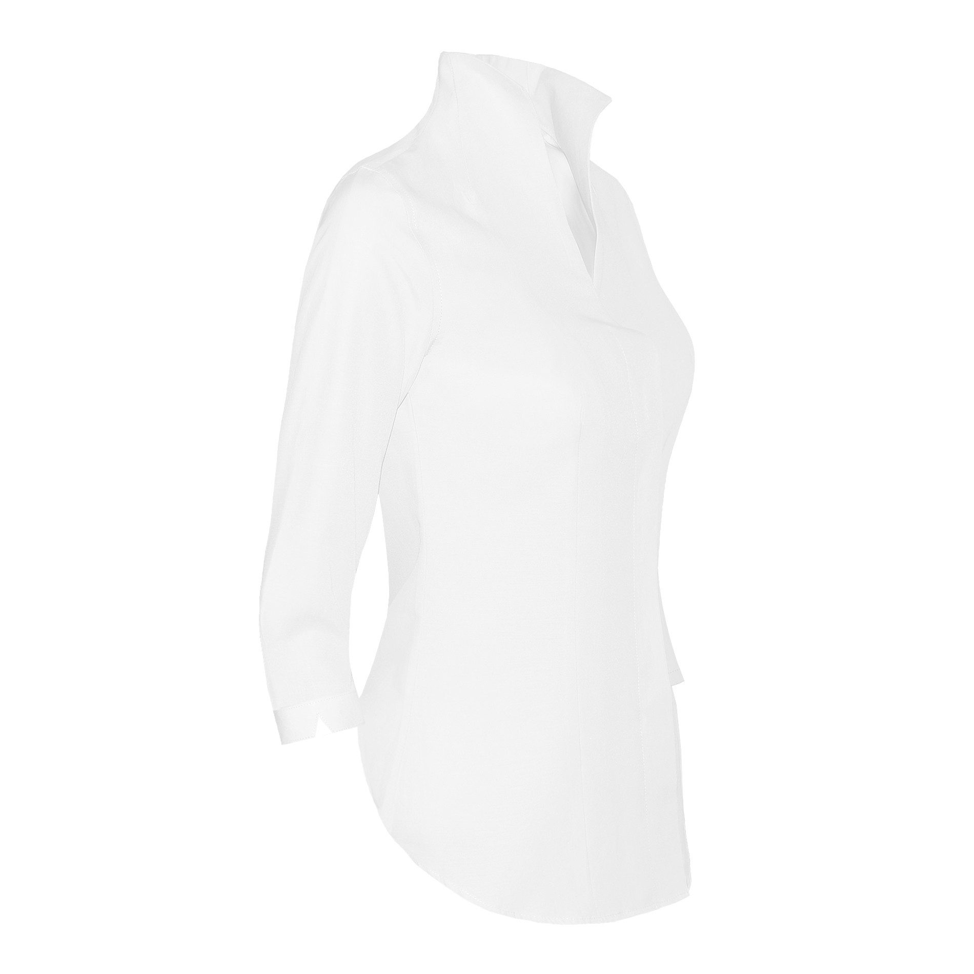 HEVENTON Klassische Bluse 3/4-Ärmel, Business-Bluse mit Kelchkragen, bügelleicht