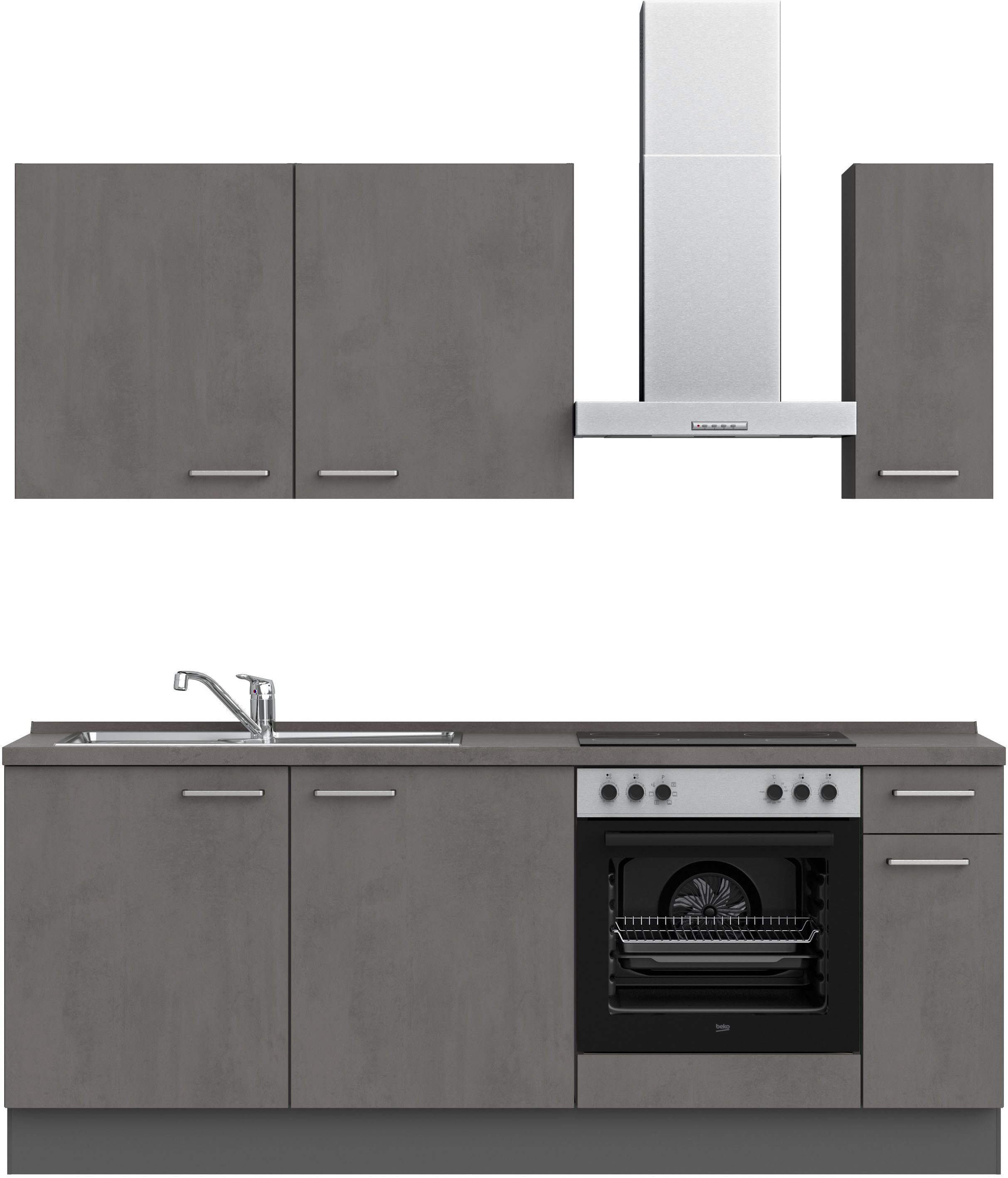 nobilia® Küchenzeile "Riva I", vormontiert, Ausrichtung wählbar, Breite 210 cm, wahlw. mit E-Geräten