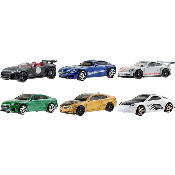 Mattel® Spielzeug-Auto Hot Wheels HDH51 Spielzeugautos European Car Culture-Multipack 6 Stück 1:64 Fahrzeuge