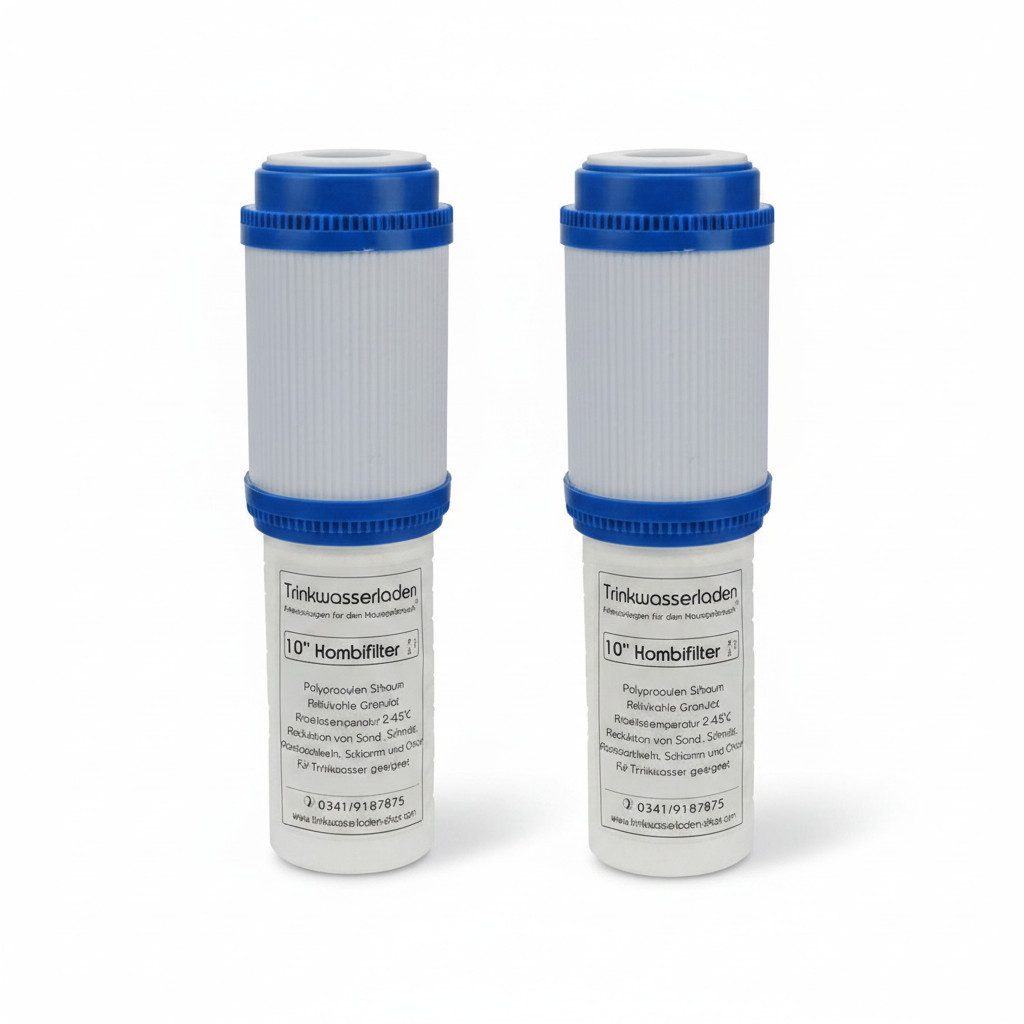 Trinkwasserladen Kombifilter, 2 x Wasserfilter Sediment / Aktivkohle 10" zur Wasserfilterung