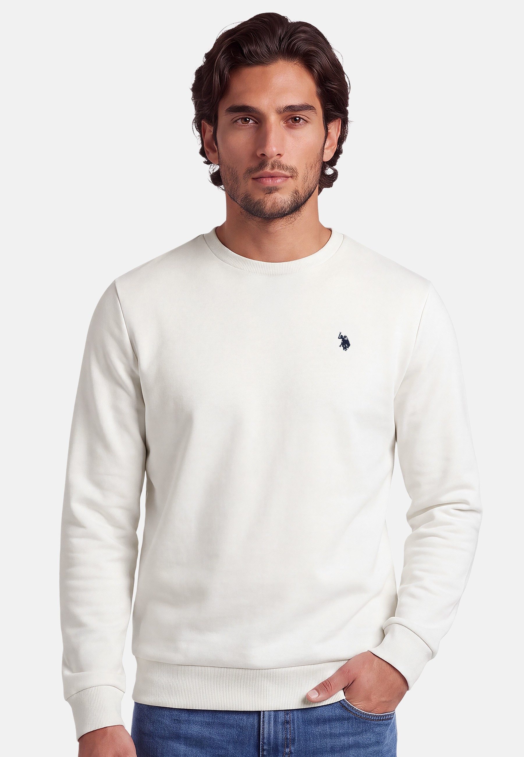 U.S. Polo Assn. Rundhalspullover USJaxxon – Herren Sweatshirt mit Rundhalsausschnitt Weiche Baumwollmischung, formstabil und mit Logo-Stickerei