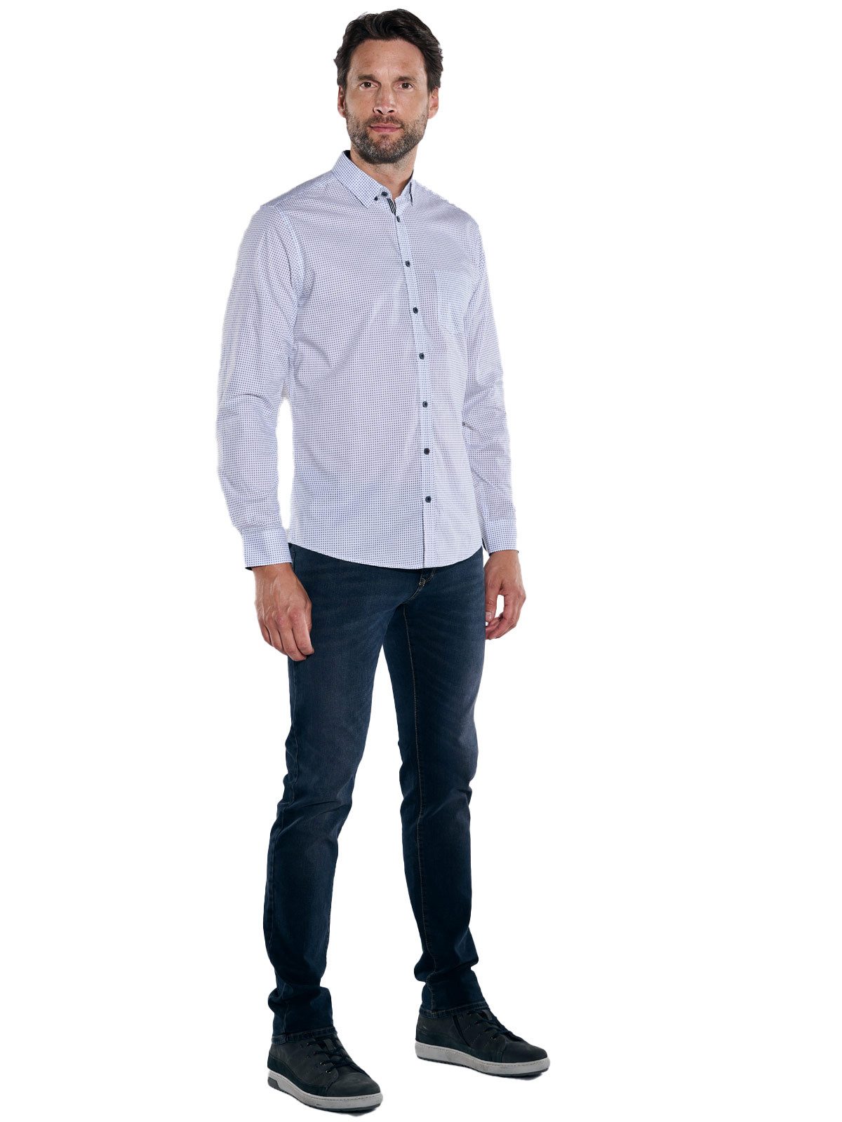 Engbers Langarmhemd Herren Hemd "My Favorite", Saphirblau