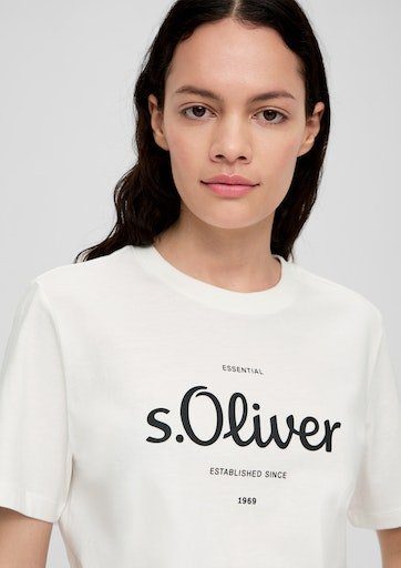 white s.Oliver mit Logodruck T-Shirt vorne