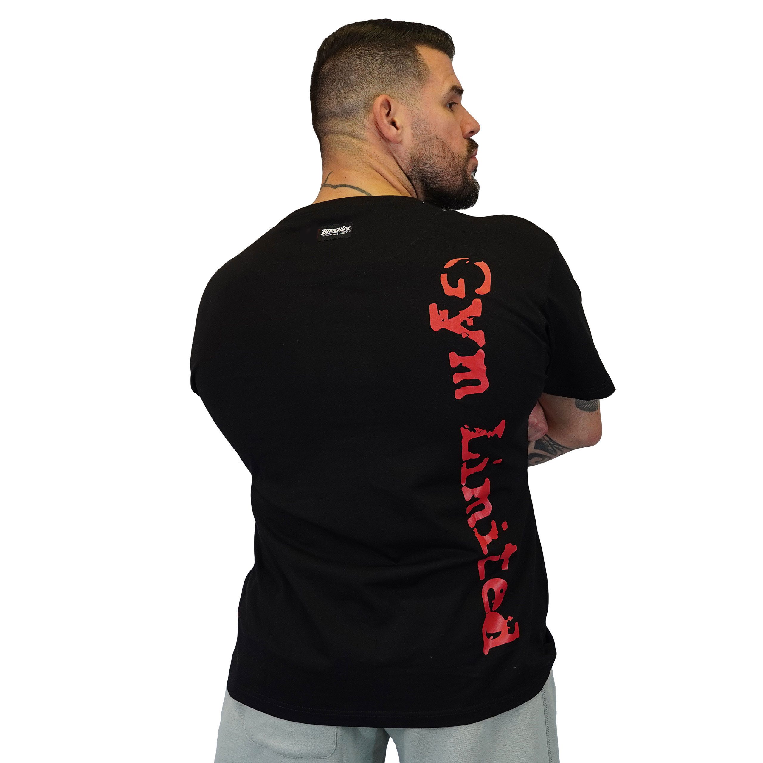 BRACHIAL THE LIFESTYLE COMPANY T-Shirt Brachial T-Shirt "Gym" schwarz/rot günstig online kaufen