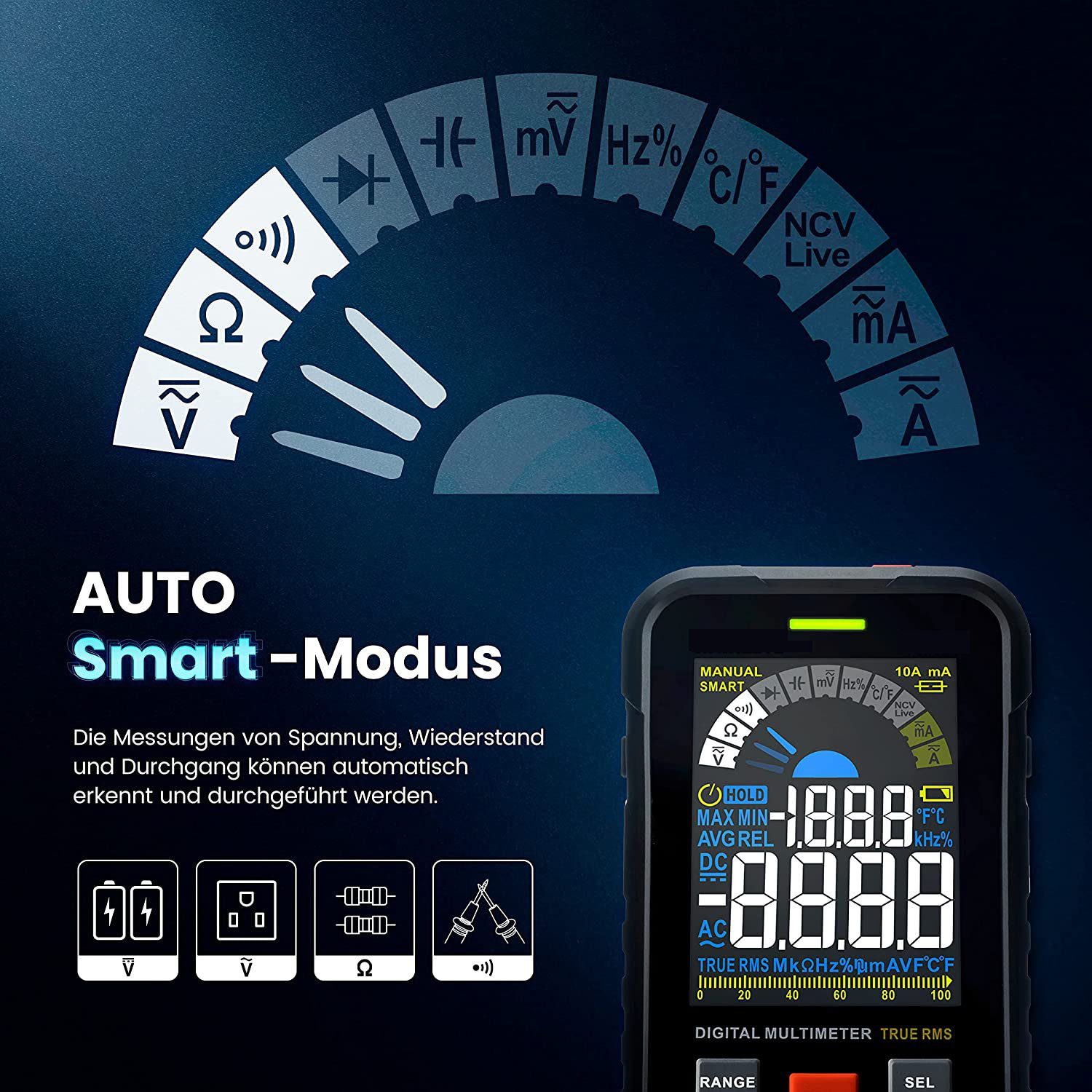 GelldG Multi-Tool Digital Multimeter, Strommessgerät, misst Intelligentes Spannung