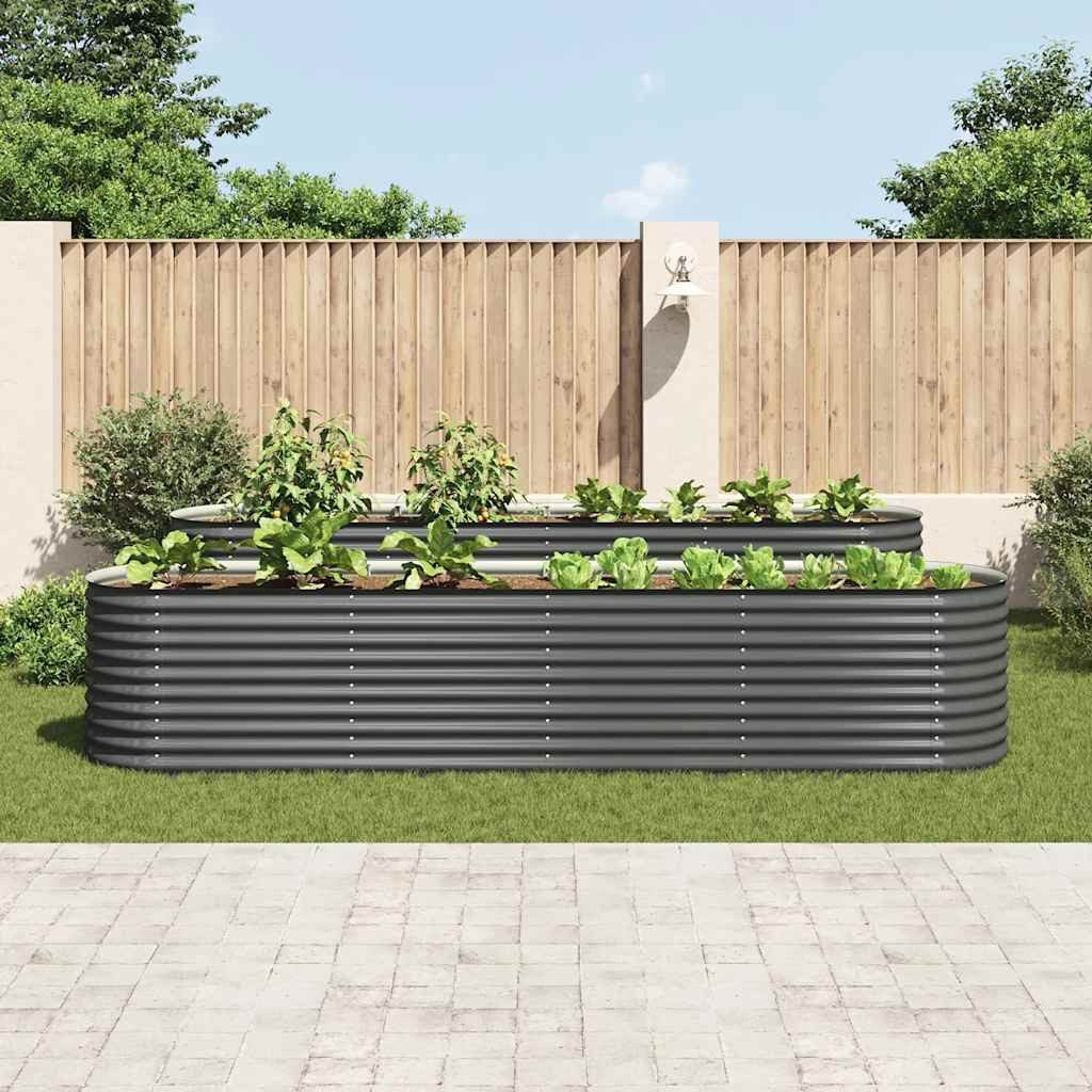vidaXL Hochbeet Garten-Hochbeet 400 x 80 x 81 cm Verzinkter Stahl Grau (1 St)
