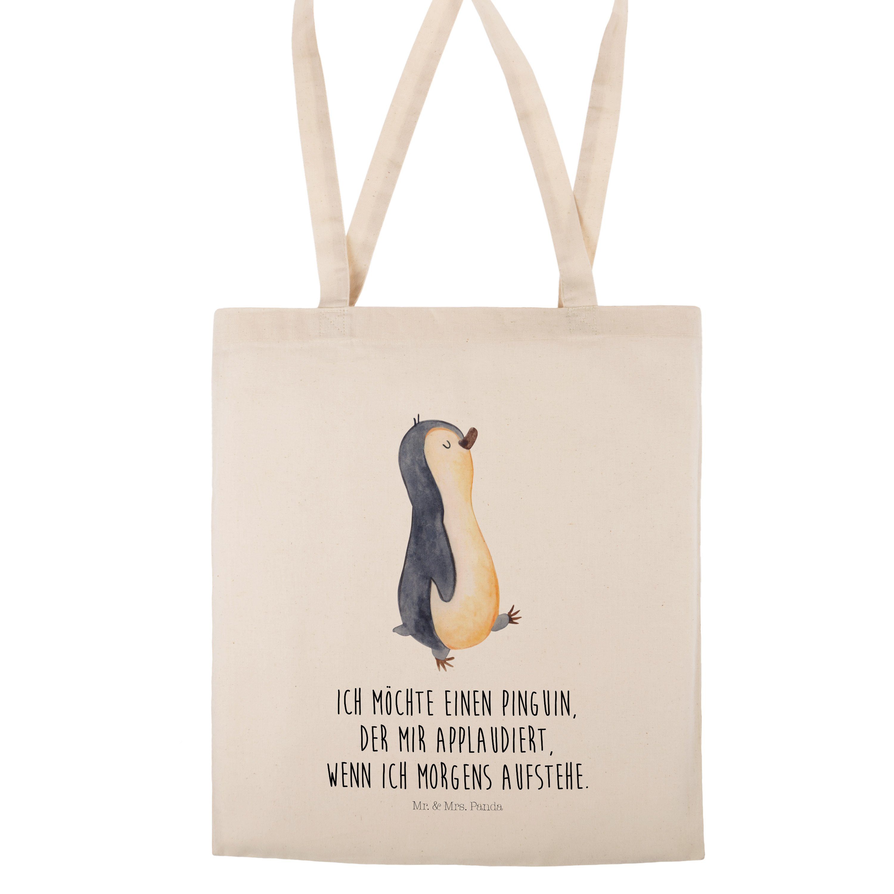 Transparent Stoffbeutel, Pinguin marschierend Panda Mrs. Beuteltas - Mr. - (1-tlg) & Geschenk, Tragetasche