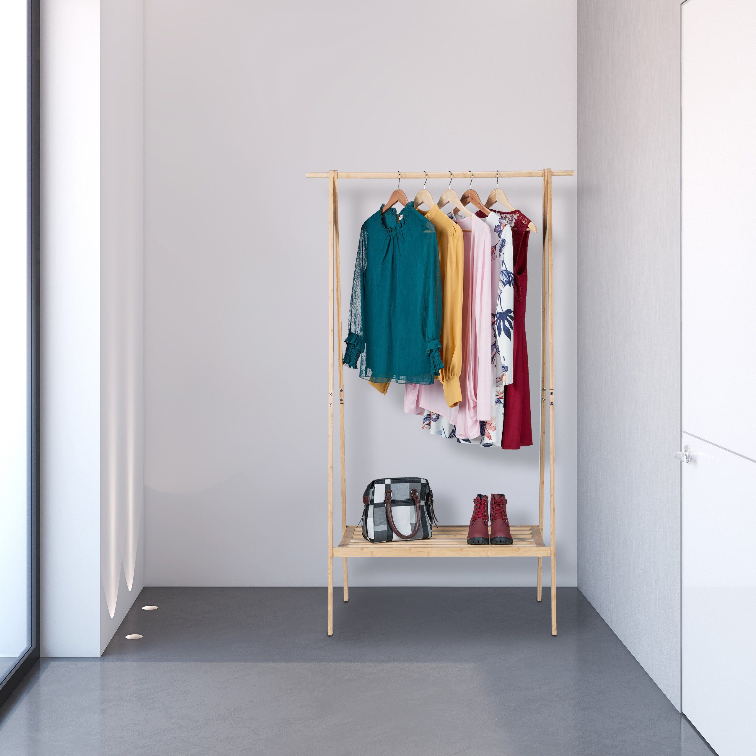 relaxdays Kleiderständer Klappbarer Kleiderständer mit Ablage günstig online kaufen