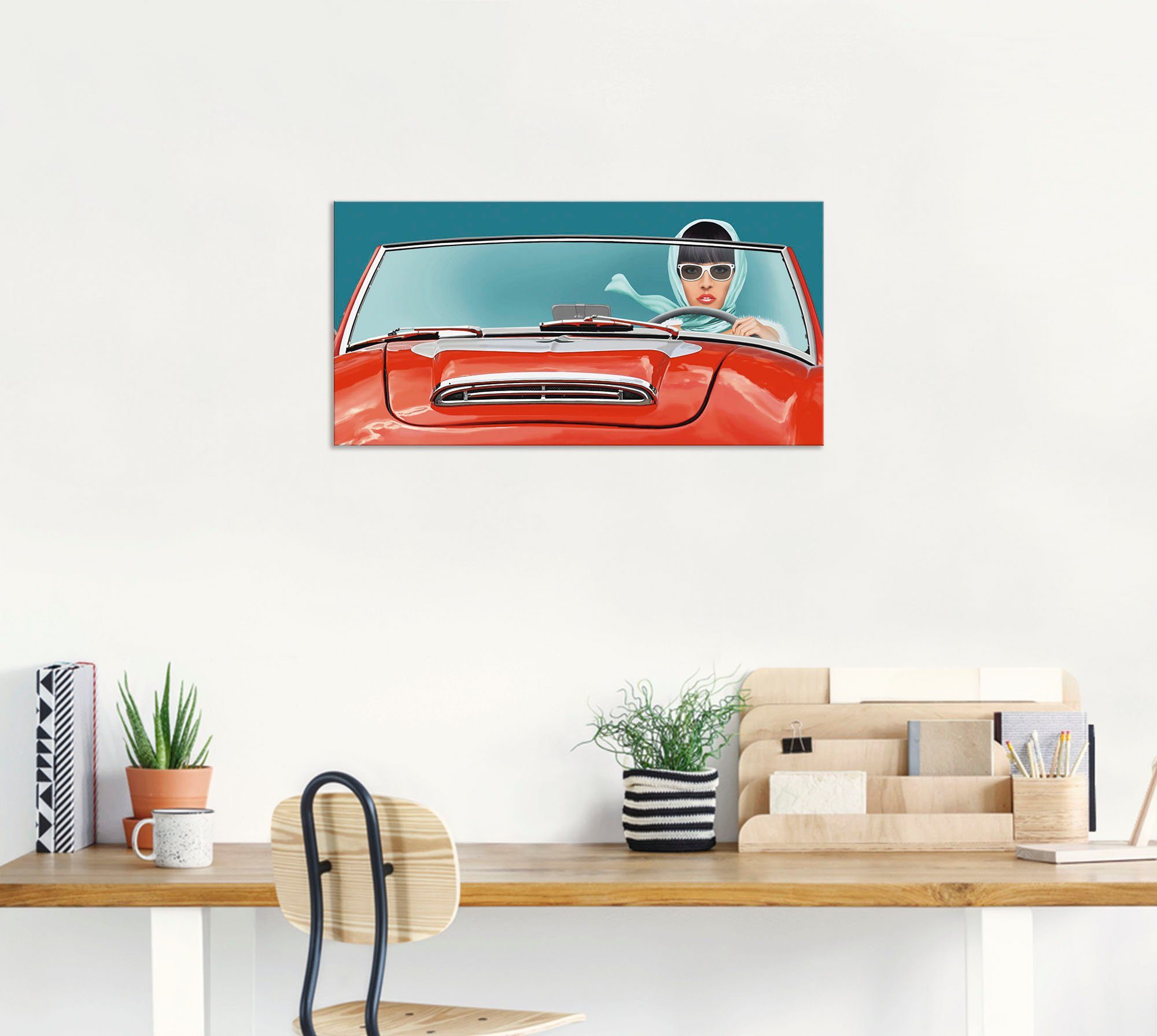 Artland Wandbild Auto Poster oder als Cabrio versch. Alubild, (1 Wandaufkleber Die Größen St), Fahrerin, Leinwandbild, in