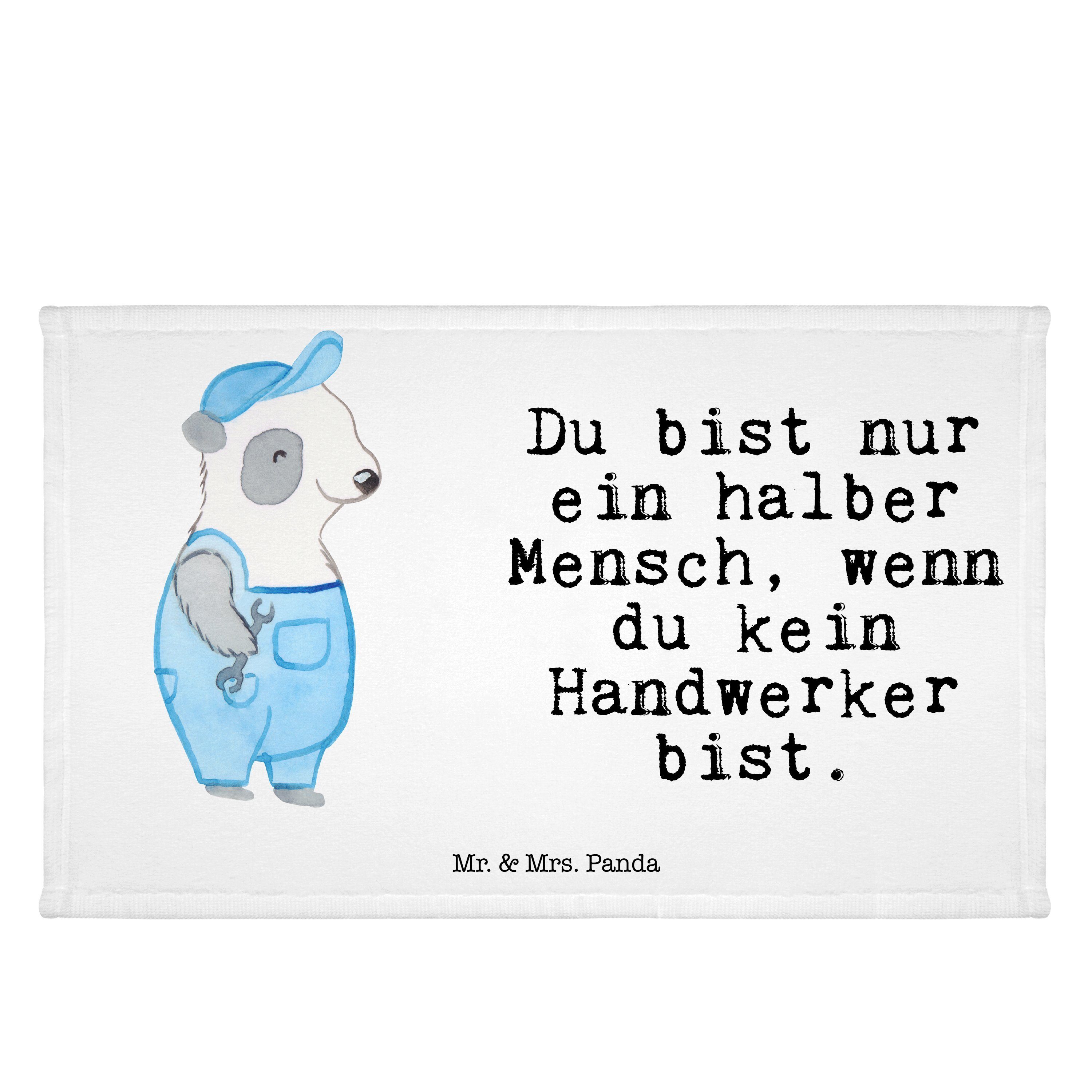 Mr. & Mrs. Panda Handtuch Handwerker mit Herz - Weiß - Geschenk, Kinder Handtuch, Werkstatt, Gä, (1-St)