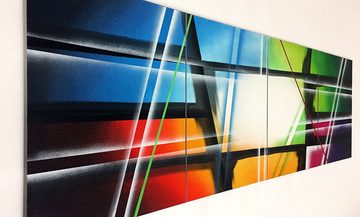 WandbilderXXL XXL-Wandbild Crashed Rainbow 240 x 80 cm, Abstraktes Gemälde, handgemaltes Unikat