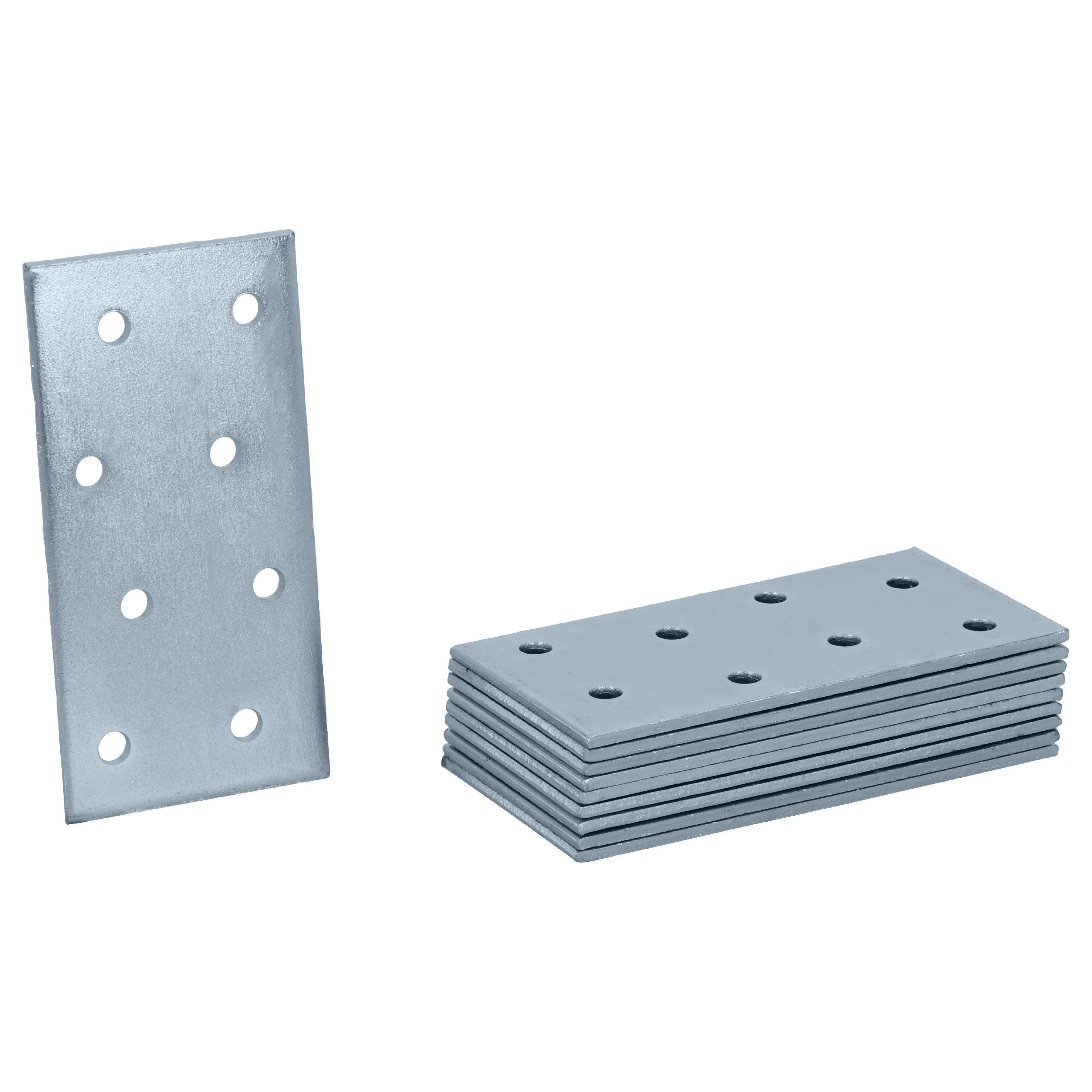 Flachverbinder 12 Stück 40x80 mm - galvanisch verzinkt und blau passiviert