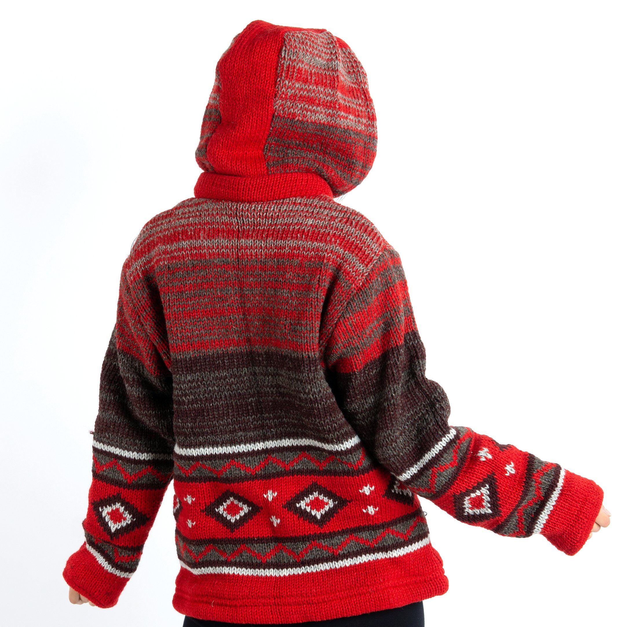 Guru-Shop Langjacke Kuschelige gefütterte Unisex Strickjacke,.. alternative Bekleidung