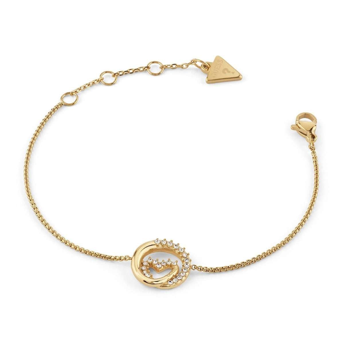 Guess Edelstahlarmband JUBB05527JWYGS, für Damen Herz Goldfarben S