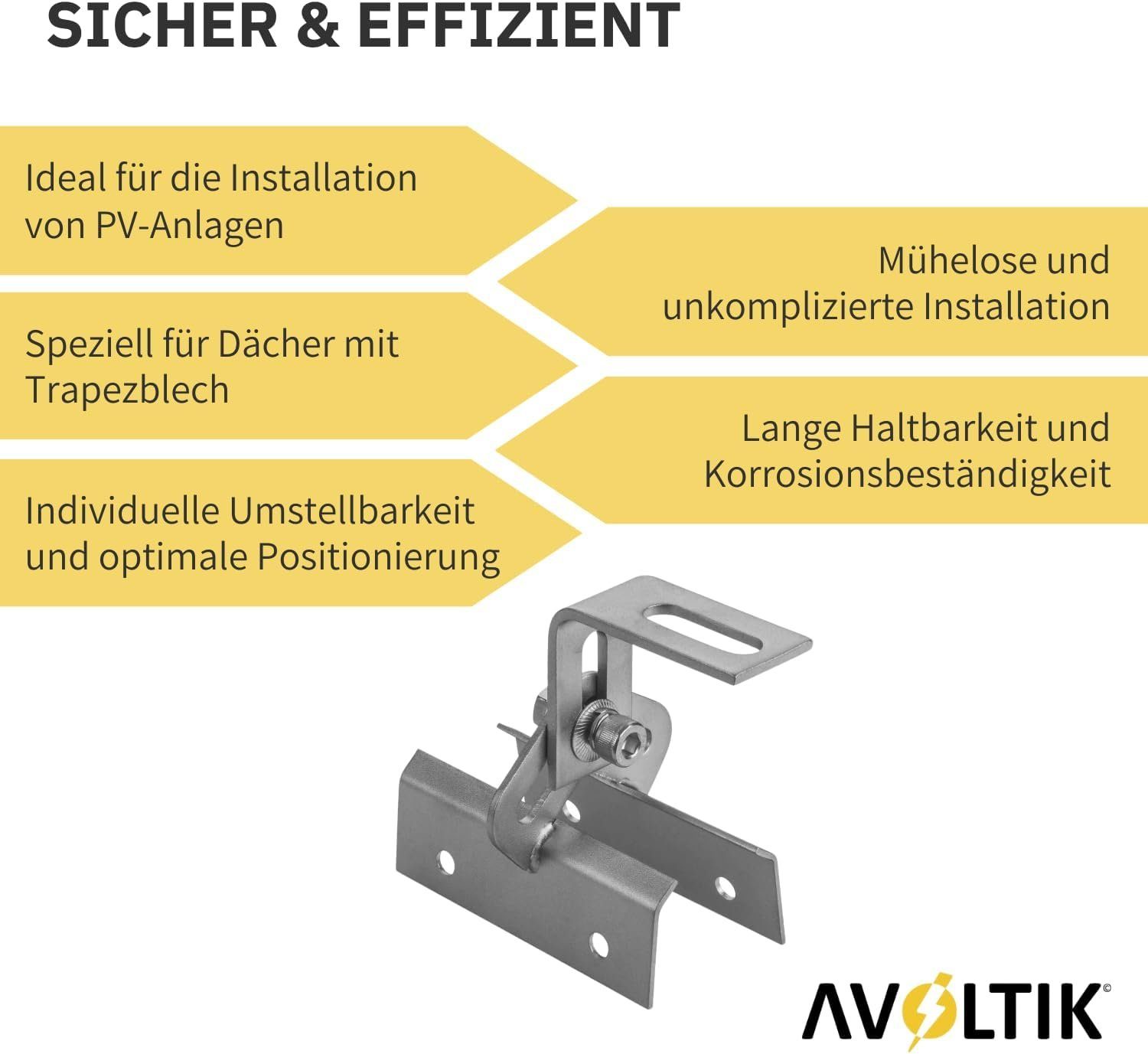 avoltik Solarmodul-Halterung 4er Set Dachhaken Trapezblech Dach Befestigung A2 Edelstahl Solar, (4er Set Dachhaken Trapezblech Dach Befestigung A2 Edelstahl Sol – Bild 5 von 5