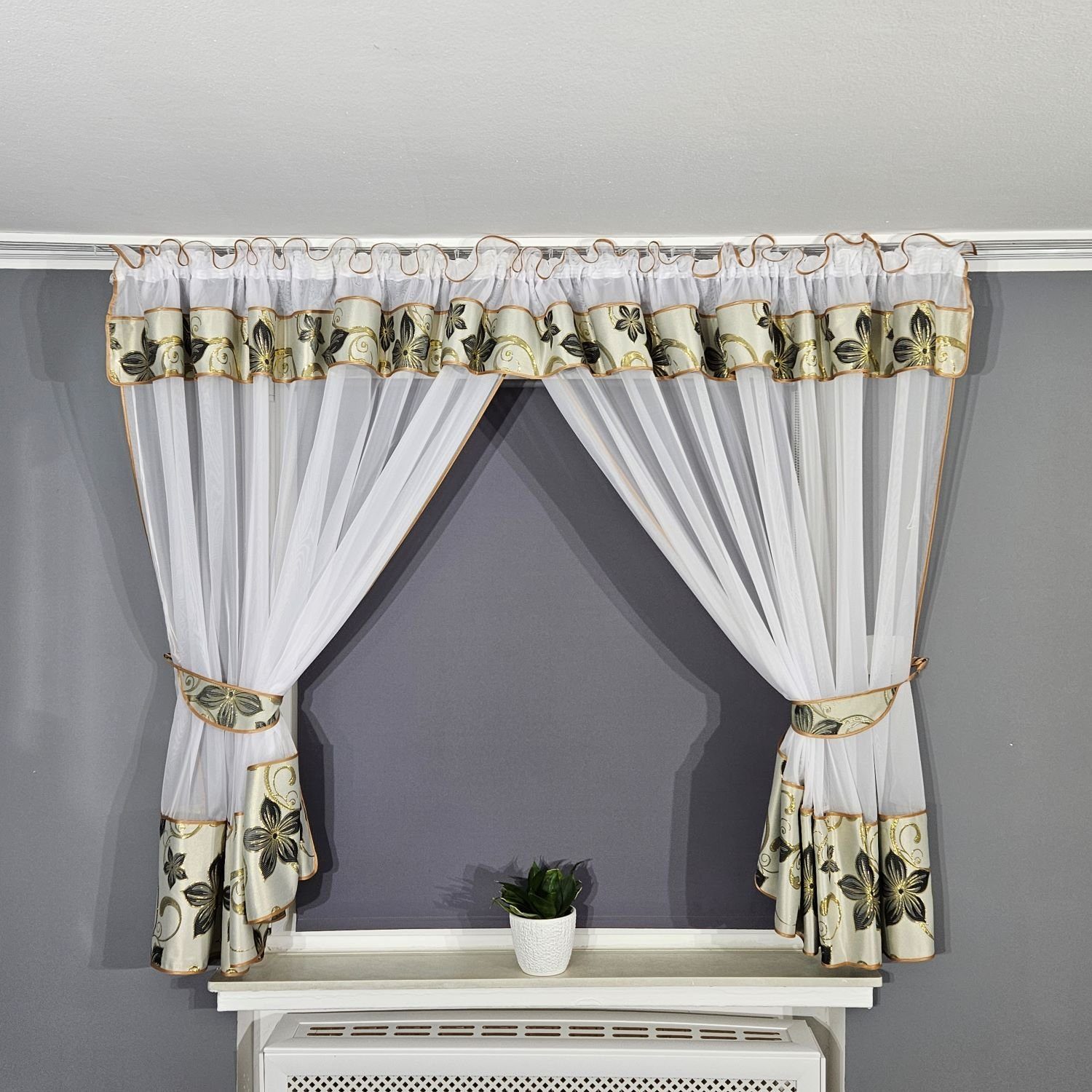 Gardinen by Justyna Vorhang Gardine aus Voile Braun Schwarz, Kräuselband, t günstig online kaufen