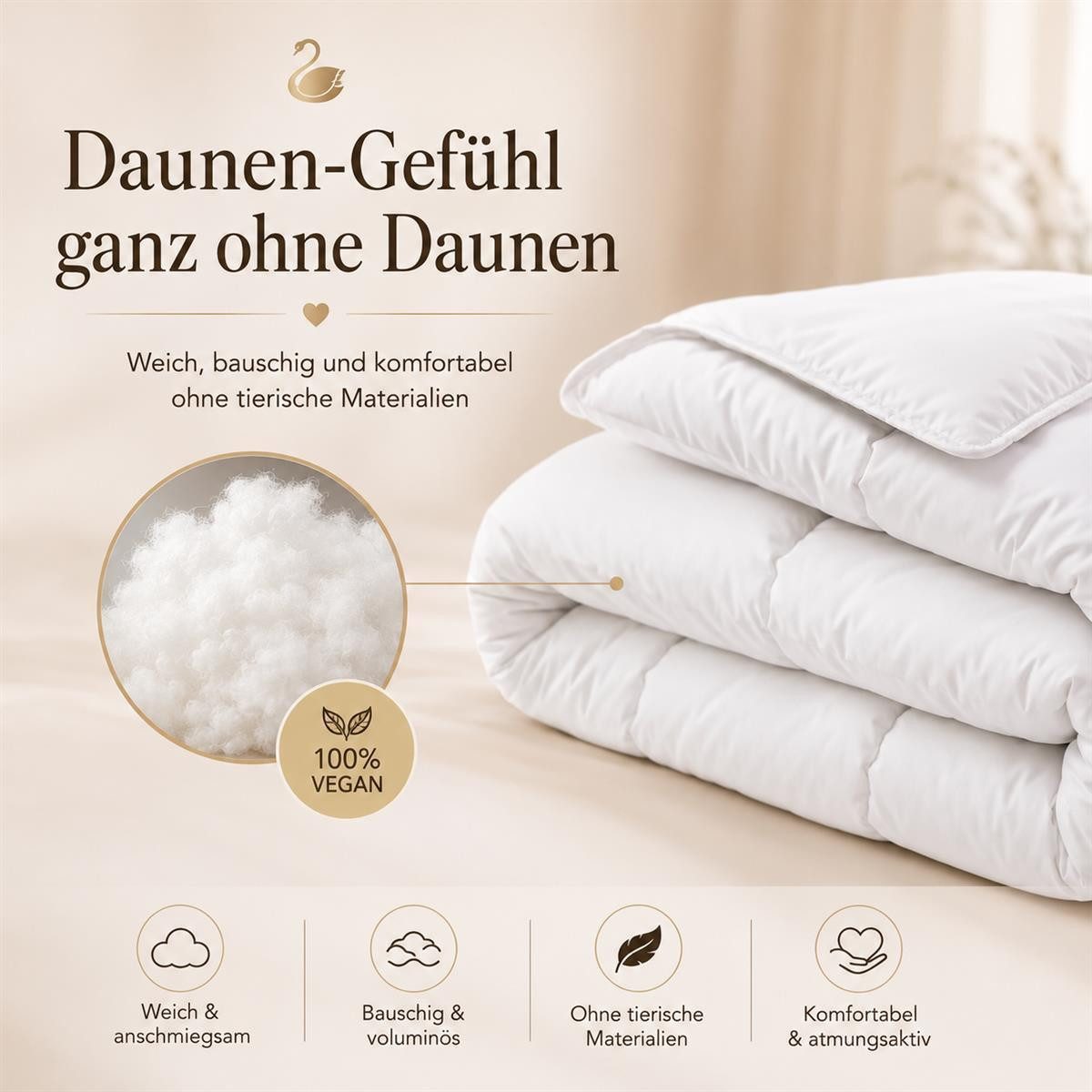 SEI Design Microfaserbettdecke SWAN de Luxe Winterbettdecke 135x200 Perkal vegan, Füllung: 100% Polyester, Bezug: 100% Baumwolle, Vegane Alternative zu Daunen