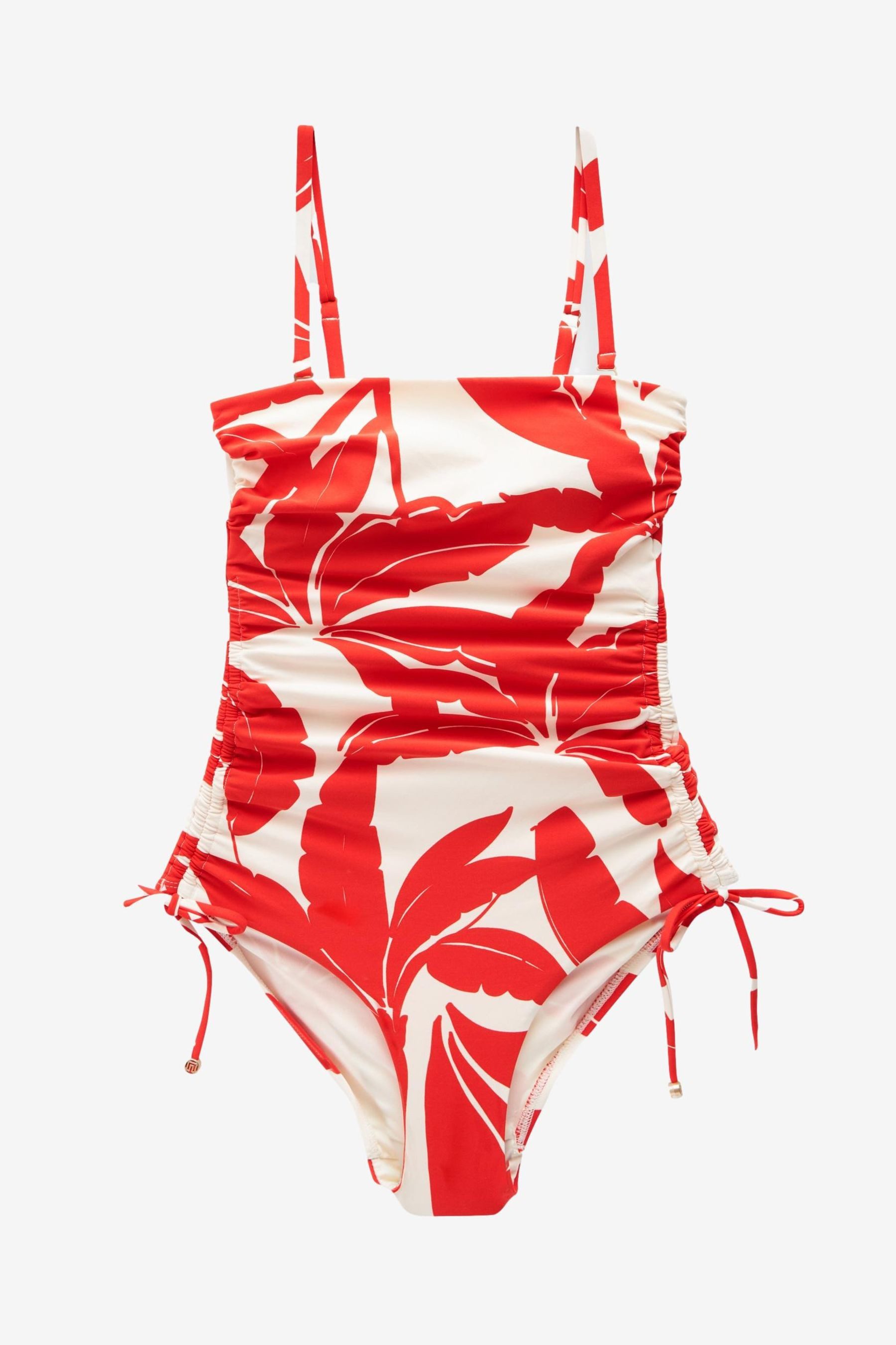 Next Badeanzug Bauchformender Bandeau-Badeanzug mit Beinrüschen günstig online kaufen