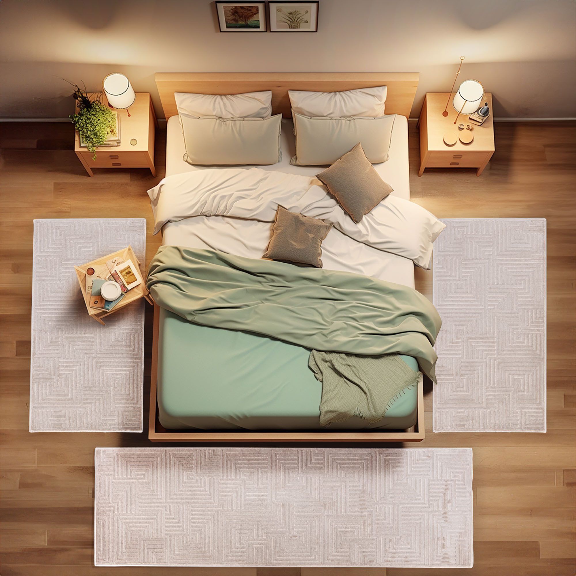 Carpettex Kurzflor-Bettumrandung Geometrisch Design, Höhe 12 mm, (Bett-Set, günstig online kaufen