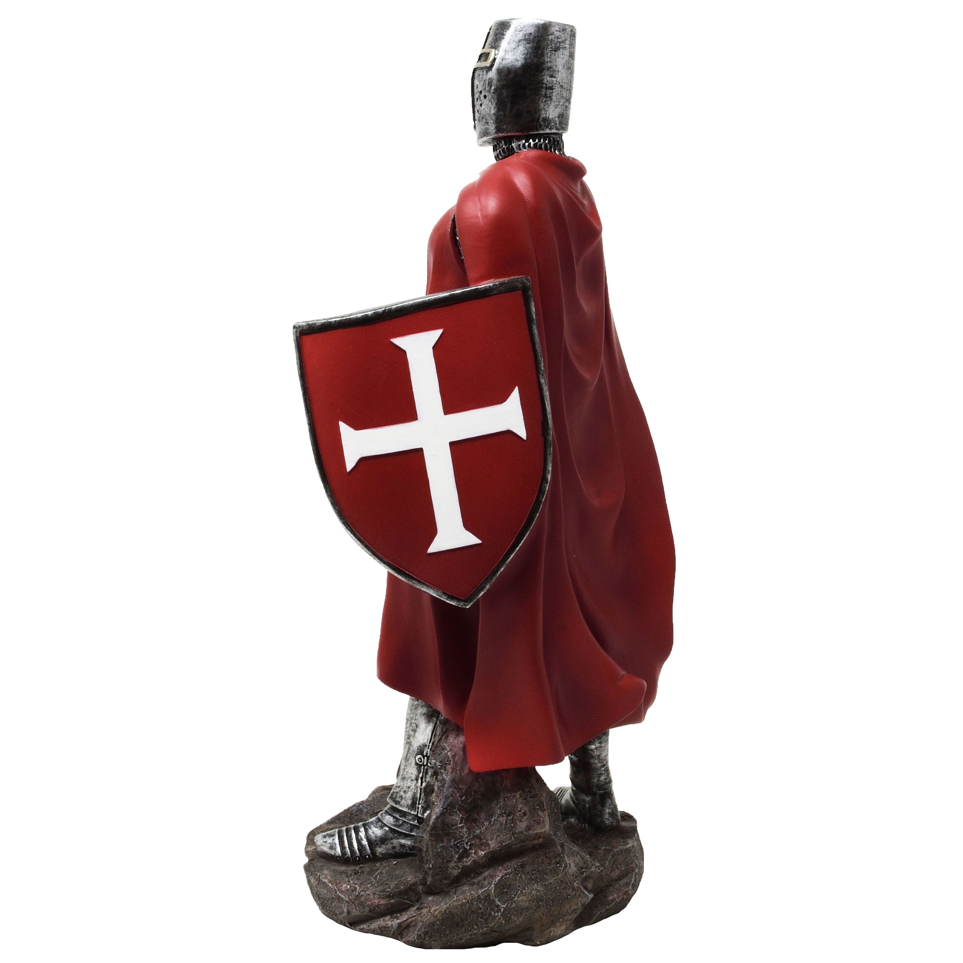 MystiCalls Dekofigur Kreuzritter rot/weiß mit Schild - Dekofigur, Ritter, Perfekt zu jedem Anlass - Geburtstag, Weihnachten