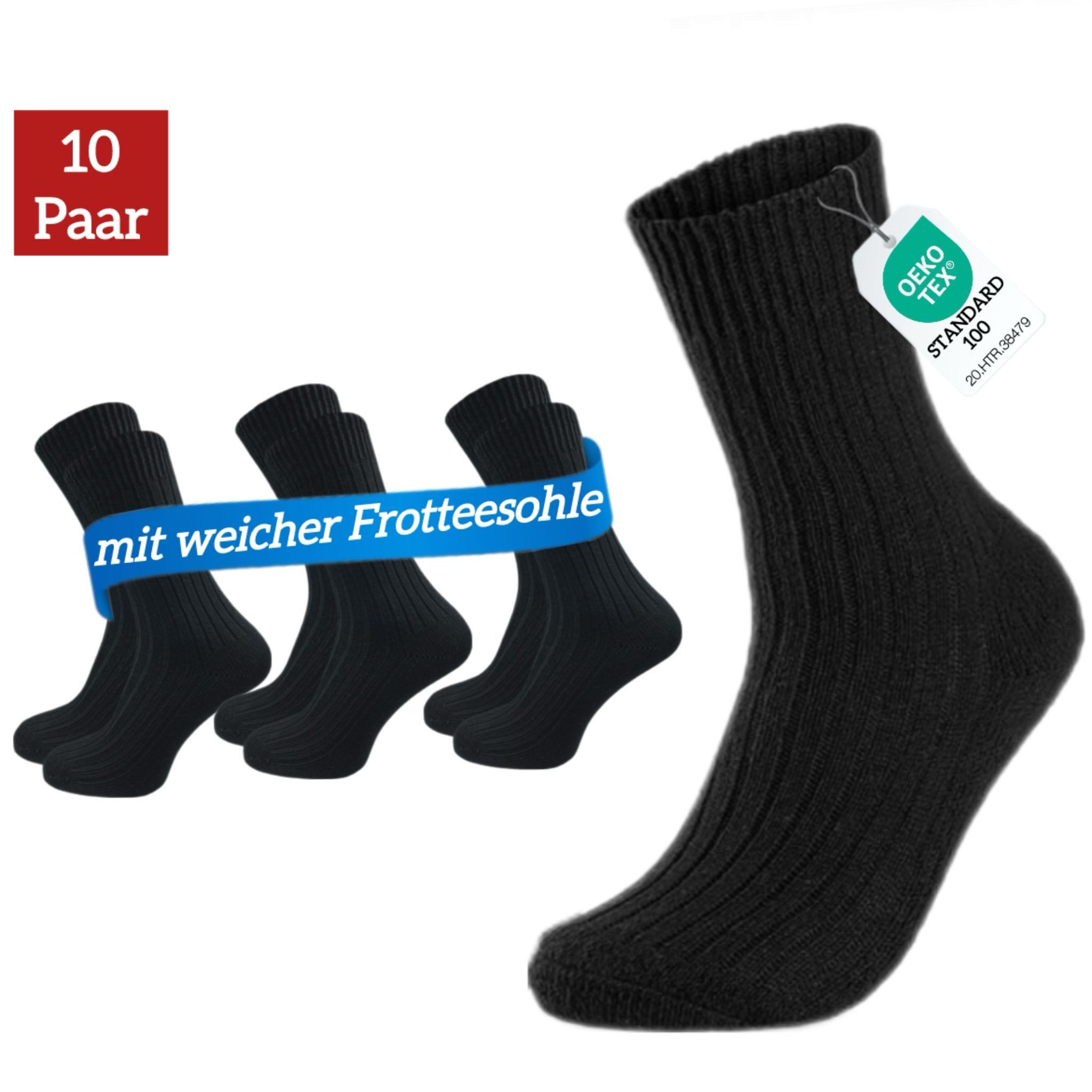 NERS Norwegersocken (10 Paar) aus Wolle, für Herren mit weicher Frotteesohl günstig online kaufen