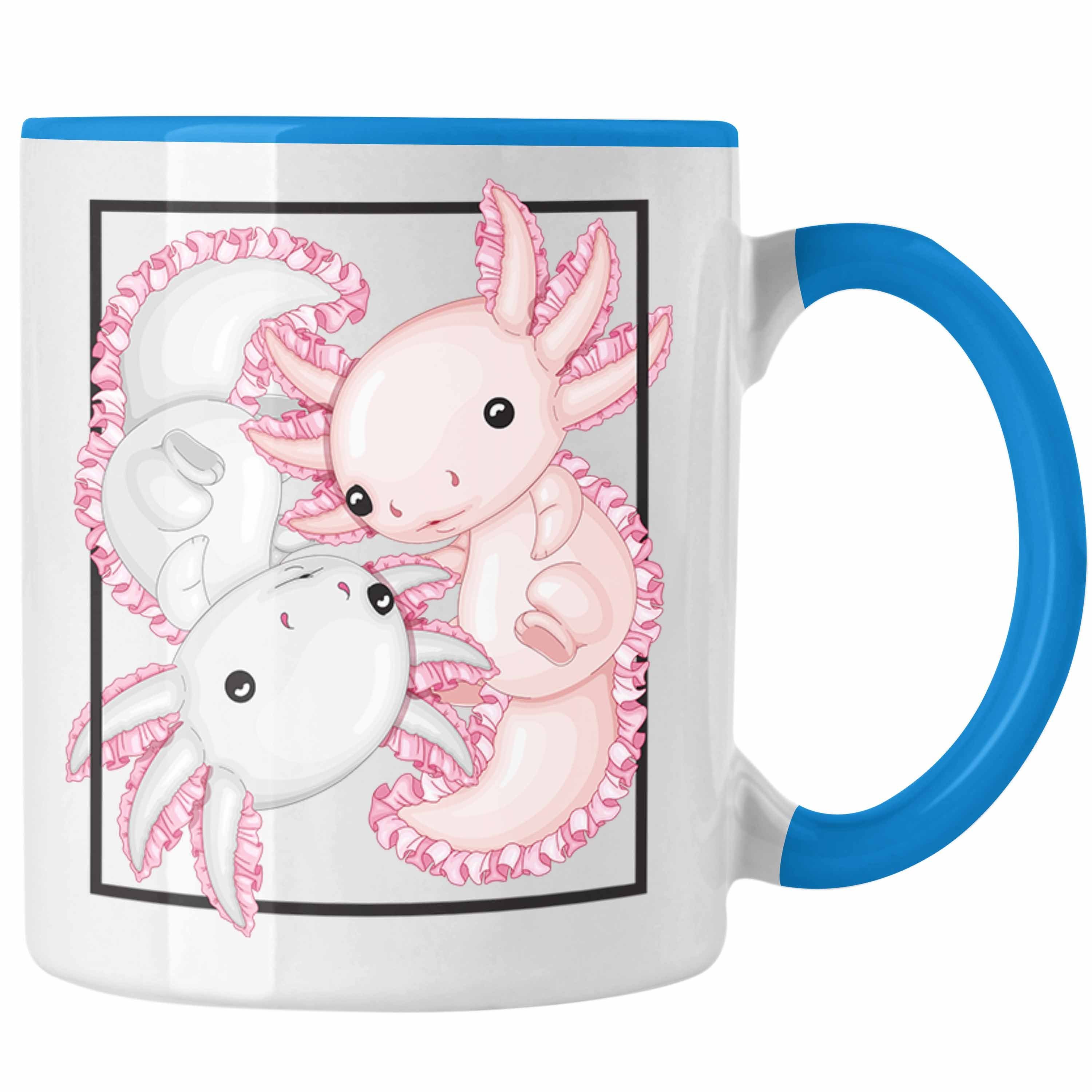 Trendation Tasse Tasse Geschenkidee Schwanzlurch Blau Axolotl Geschenk Besitzer