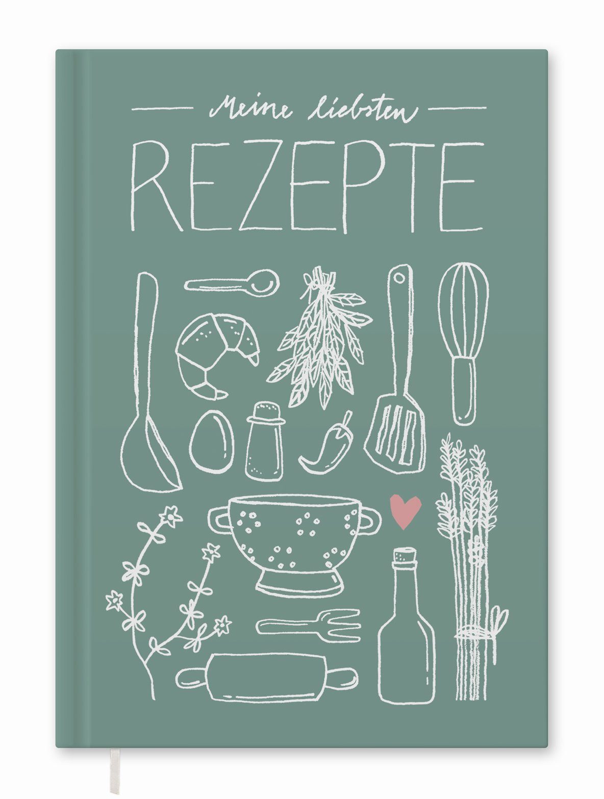 Eine der Guten Verlag Notizbuch Rezeptbuch - Meine liebsten Rezepte, mint, Großes A4 DIY Kochbuch zum Selberschreiben, Handlettering, Hardcover