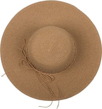 styleBREAKER Sonnenhut (1-St) Großer Sonnenhut mit Hutband und Schleife Strohhut