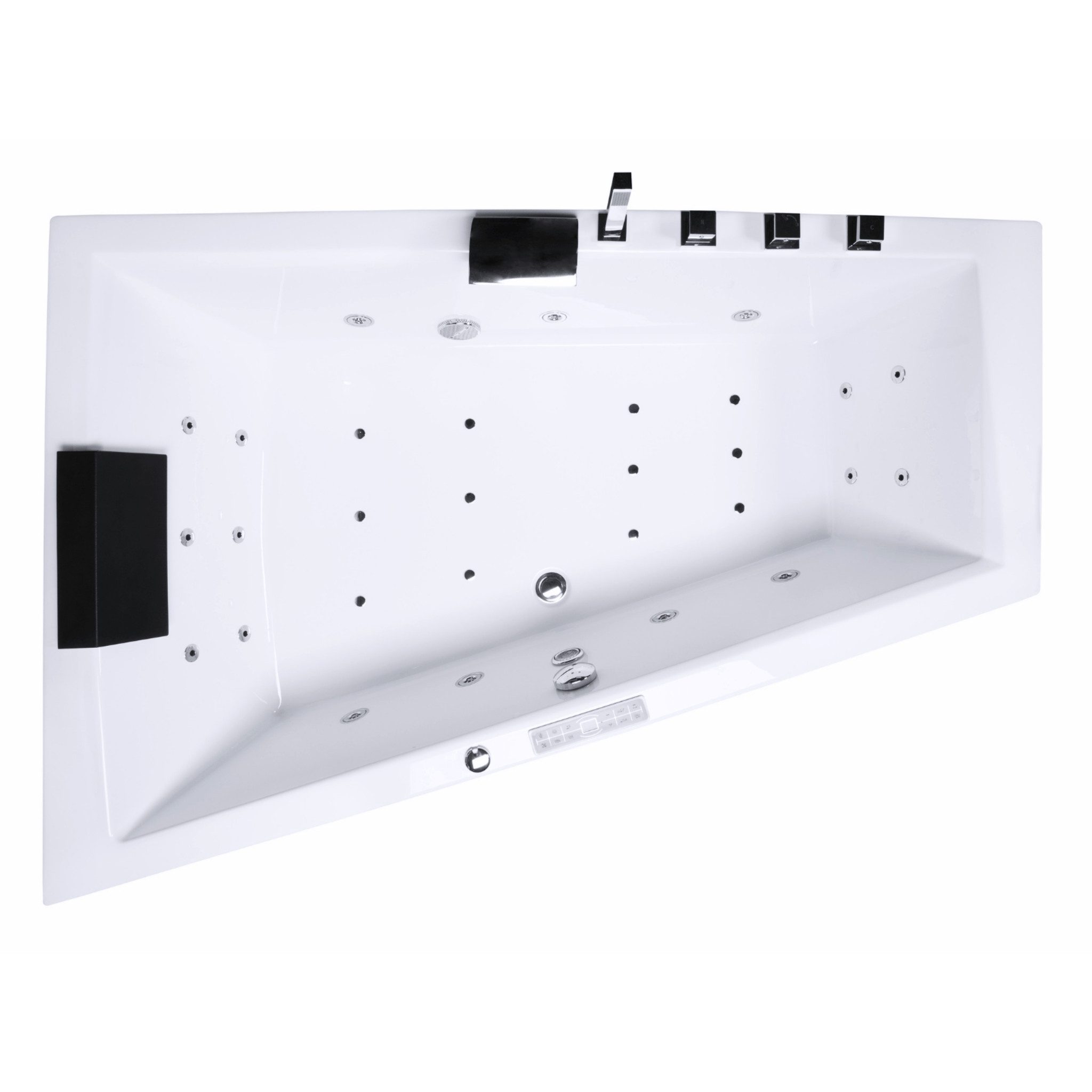Caribia Whirlpool-Badewanne Diagool Basic / 180x125 Links - 16 Düsen LED & Wasserfall