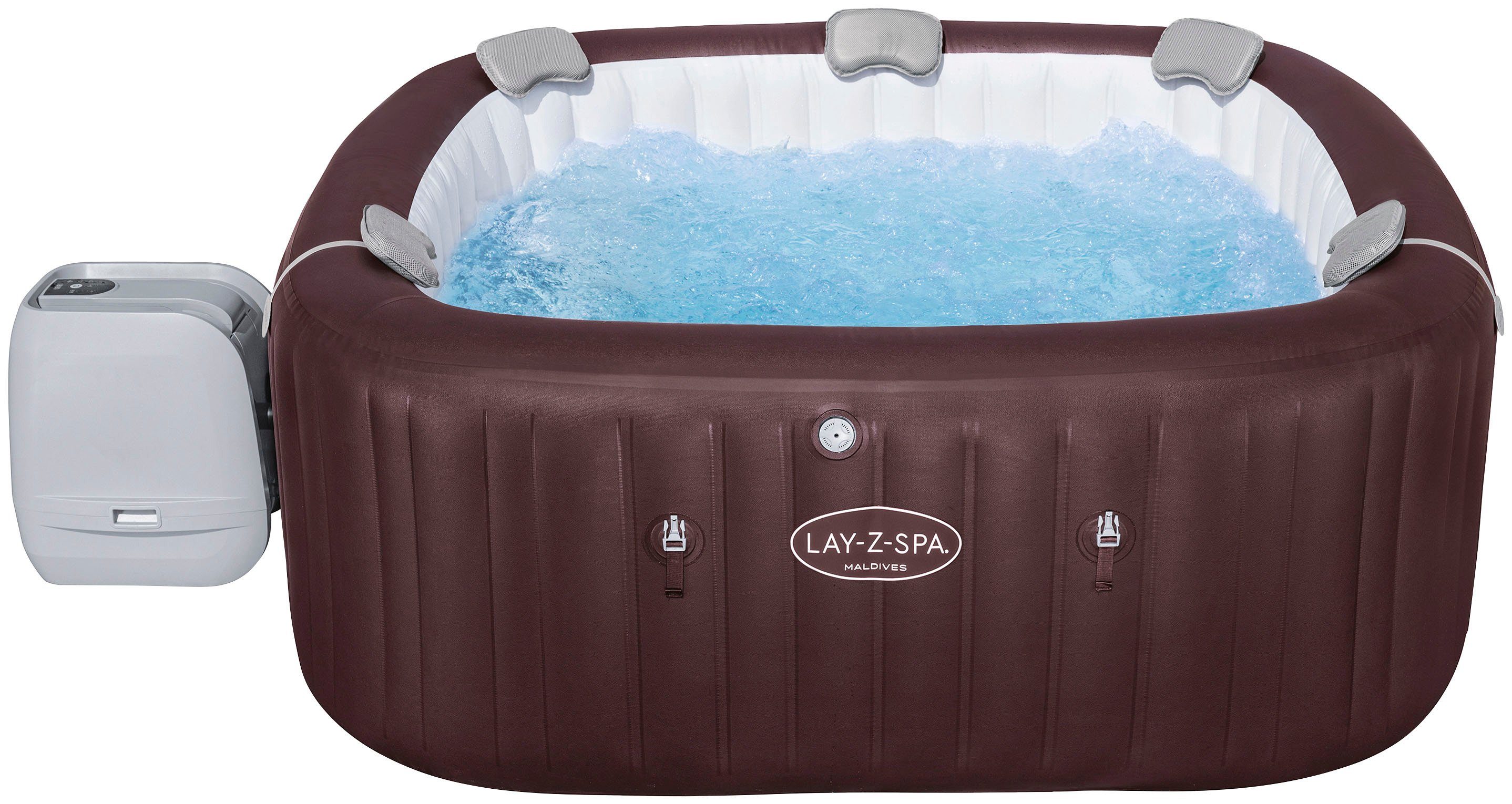 Bestway Whirlpool LAY-Z-SPA®, WLAN-Whirlpool Maldives HydroJet Pro™ 201 x  201 x 80 cm, eckig, Frostwächter-Technologie (Automatisches Heizen ab 6°C  Wassertemperatur)