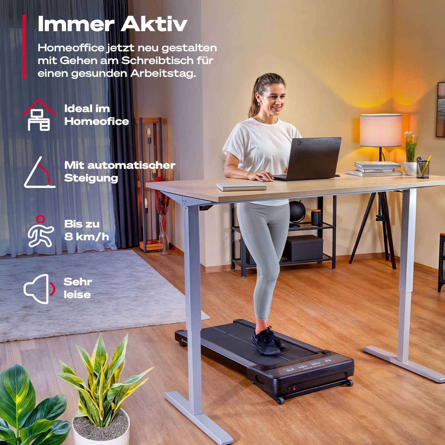 Sportstech Laufband sPad500 (mit Fernbedienung), Automatische Steigung, Laufband für Zuhause, LED-Display