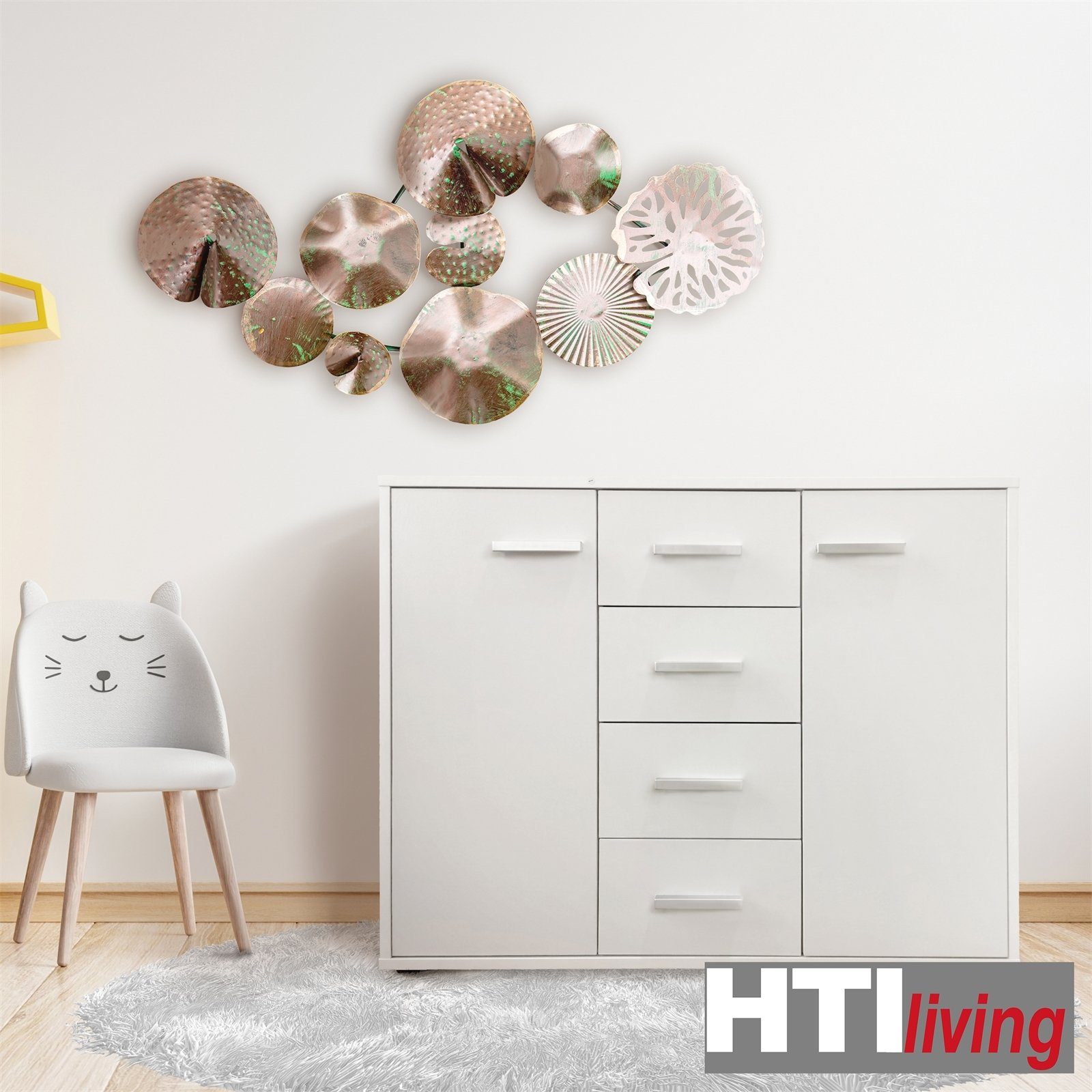 HTI-Line Kommode 1 (Stück, mit Weiß 4 Anrichte Schrank Schubladen Kommode Sideboard Nina St)