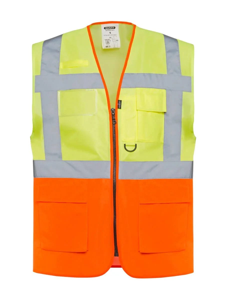 Ismont Warnweste Zweifarbige Warnschutzweste Gelb/Orange – ISMONT ISM 5805