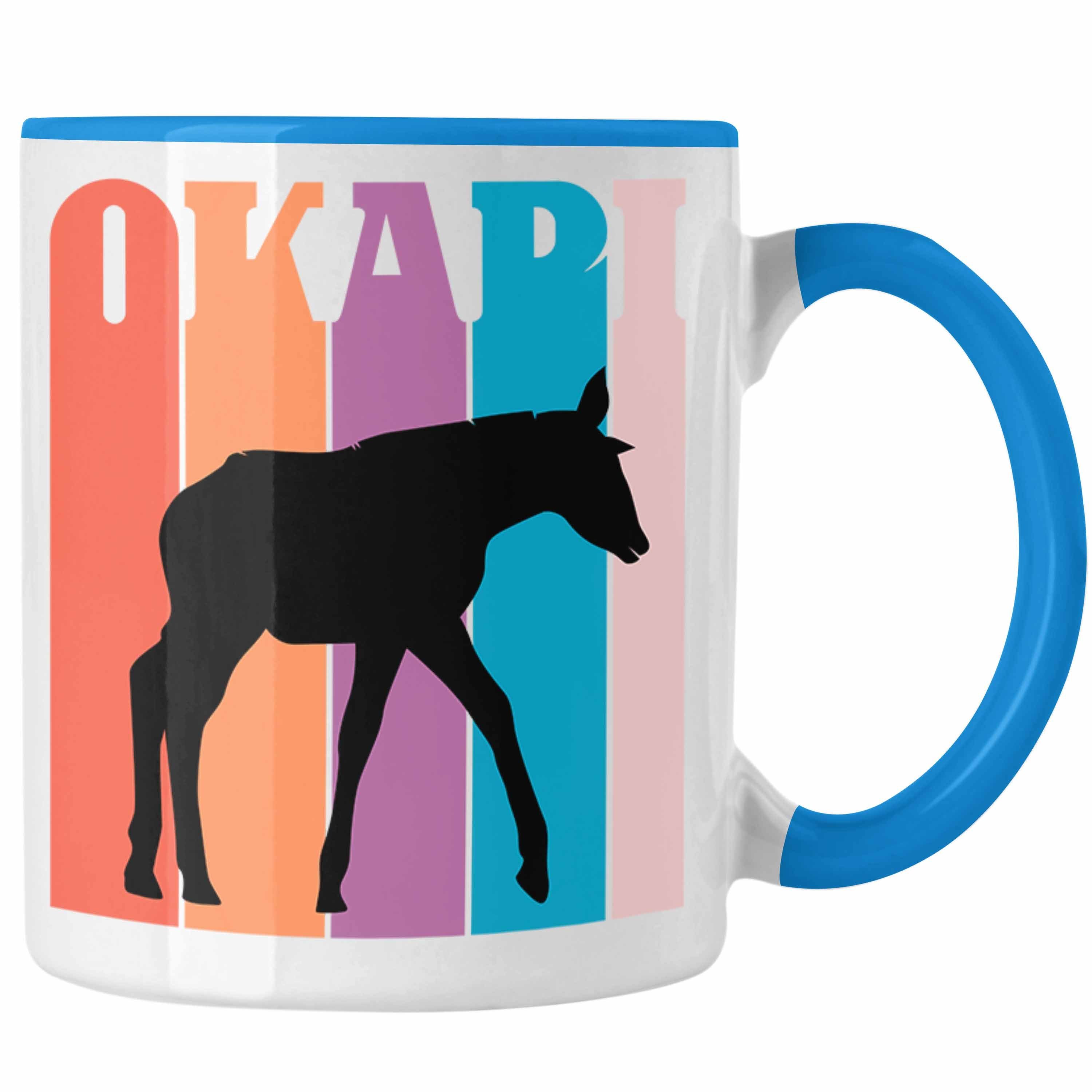 Trendation Tasse Lustige Okapi Tasse Geschenk für Okapi Liebhaber Grafik Blau