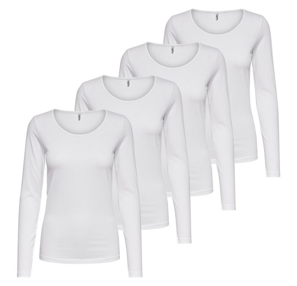 ONLY Langarmshirt Langarmshirt Damen Shirt Schwarz Weiß Longsleeve 1er - 5er Pack