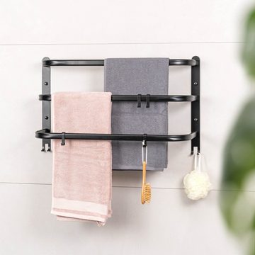 bremermann Handtuchhalter Wand-Handtuchhalter, 3 gestufte Ablagen, Handtuchstange, schwarz