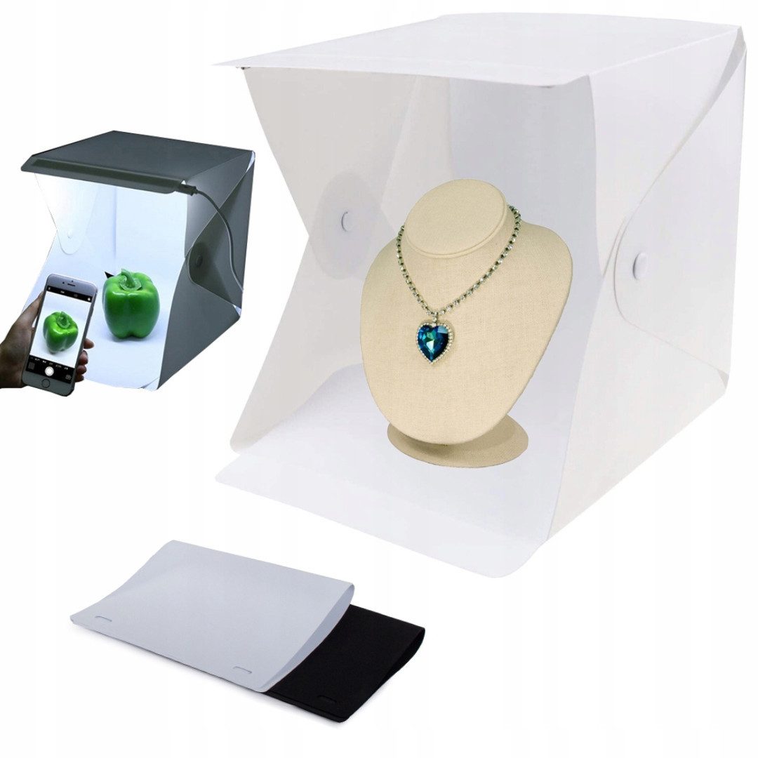 RACEL Fotobox Fotostudio LED Lichtbox 24x24cm Fotobox Lichtzelt Produktfotografie (1 St), Kompakt, gleichmäßig