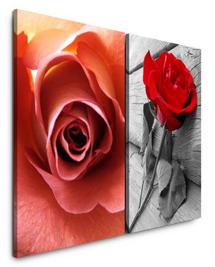 Sinus Art Leinwandbild 2 Bilder je 60x90cm Rosen Rosenblüte Liebe Romanze Romantisch Sinnlich Schlafzimmer