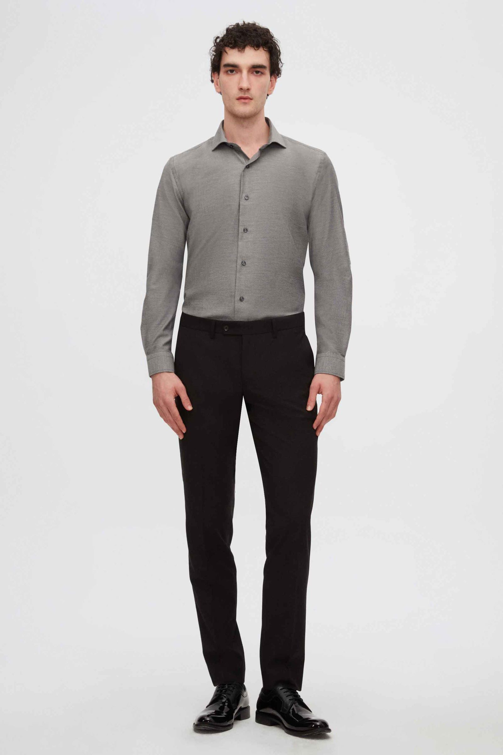 D'S DAMAT Businesshemd Ds Damat Slim Fit Dobby-Hemd mit italienischem Kragen
