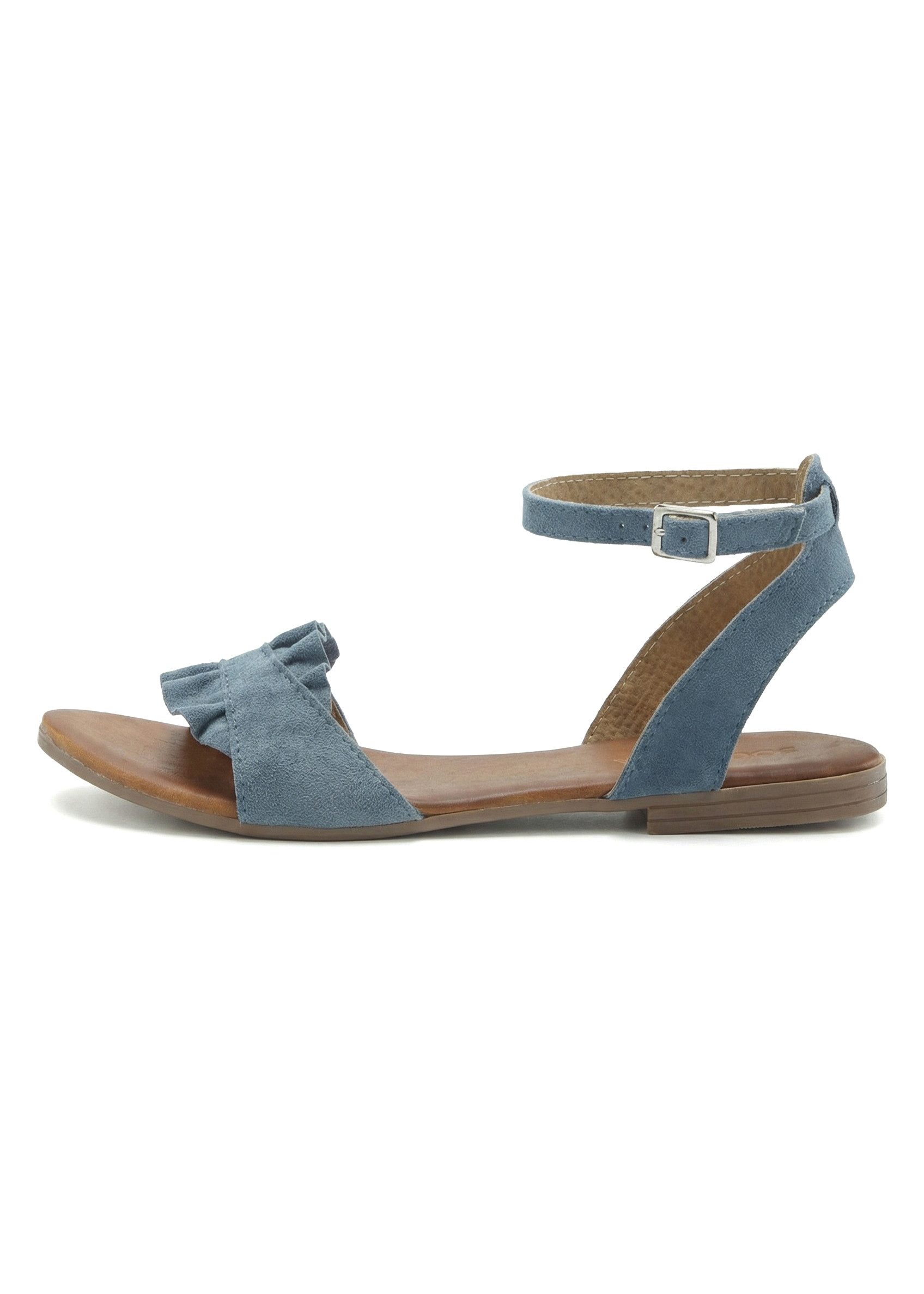 LASCANA offener Schuh, Sandale Sandalette, Sommerschuh aus hochwertigem Leder mit kleinen Rüschen