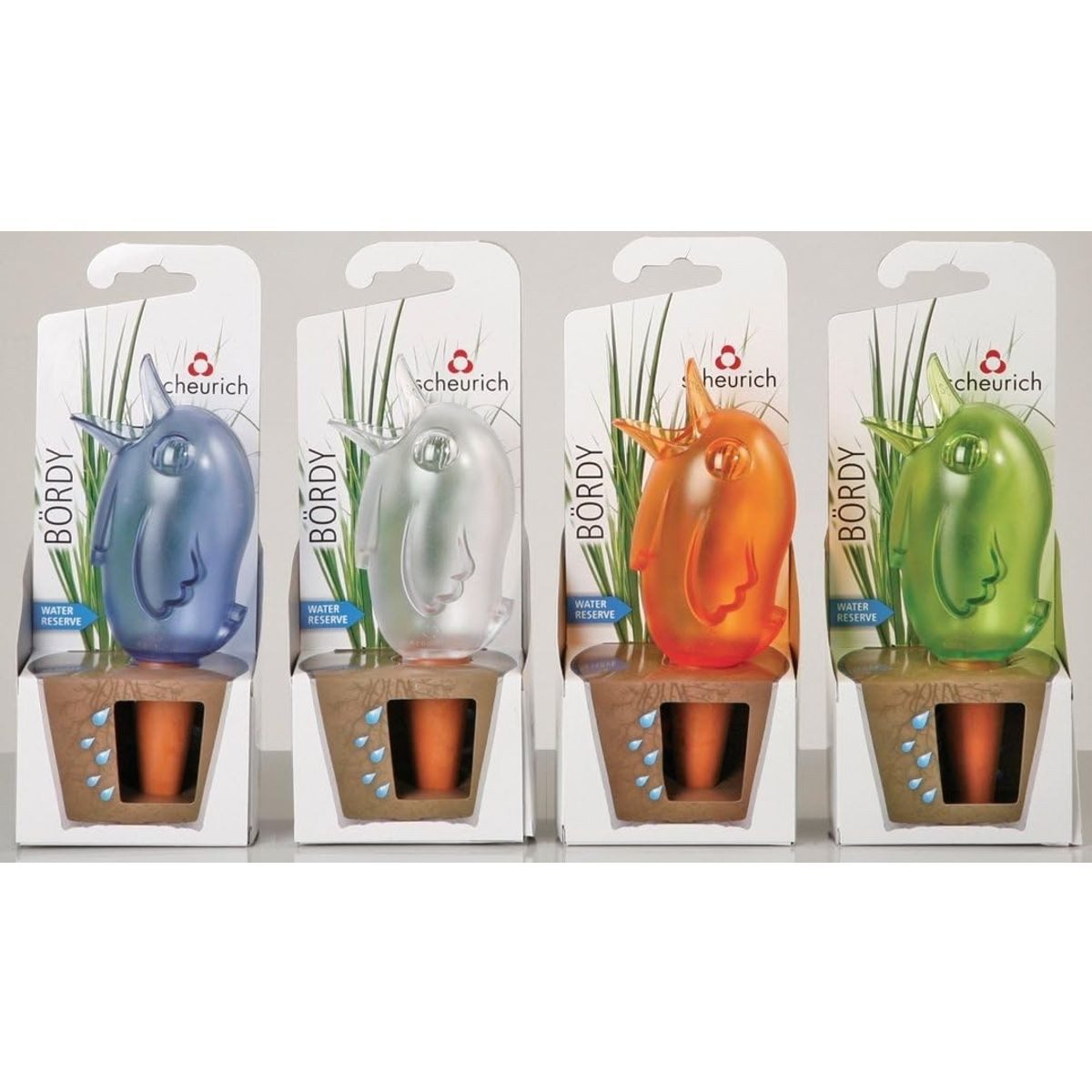 Scheurich Bewässerungskugel 4002477510446-4xverschi. Farbe 4, Scheurich Wasserspender Bördy M 4er Set Lila/Grün/Transparent/Orange