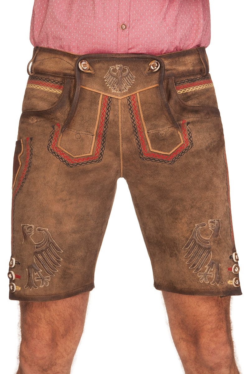 KRÜGER BUAM Trachtenlederhose Lederhose Herren kurz - DEUTSCHLAND - braun